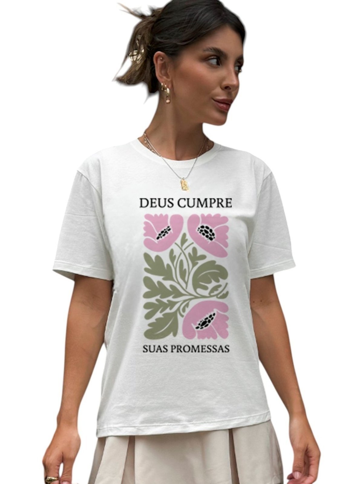 Camiseta Cianitas Off Estampa Cumpre Suas Promessas
