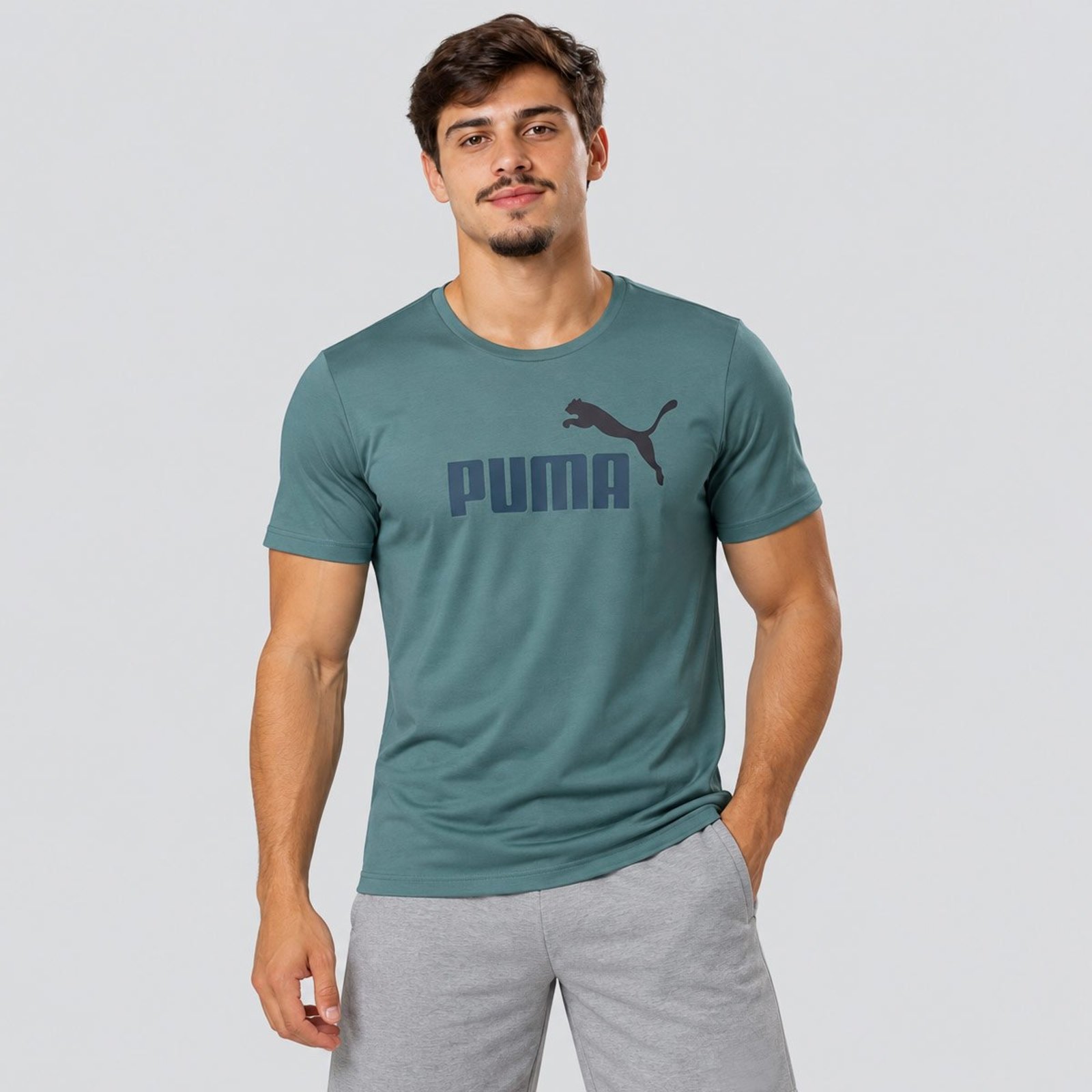 Camiseta Puma Ess 2 Color No.1 Logo Verde
