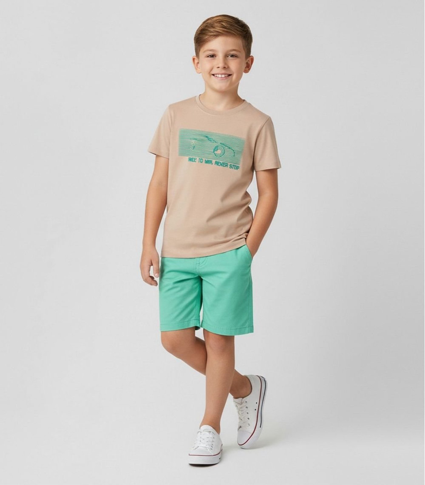 Infantil - Conjunto Camiseta Com Bermuda Select Marrom