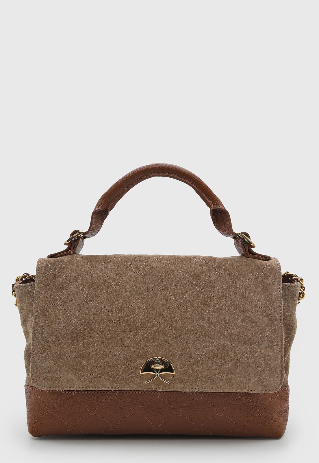 Bolsa Luiza Barcelos Couro Camurça Marrom