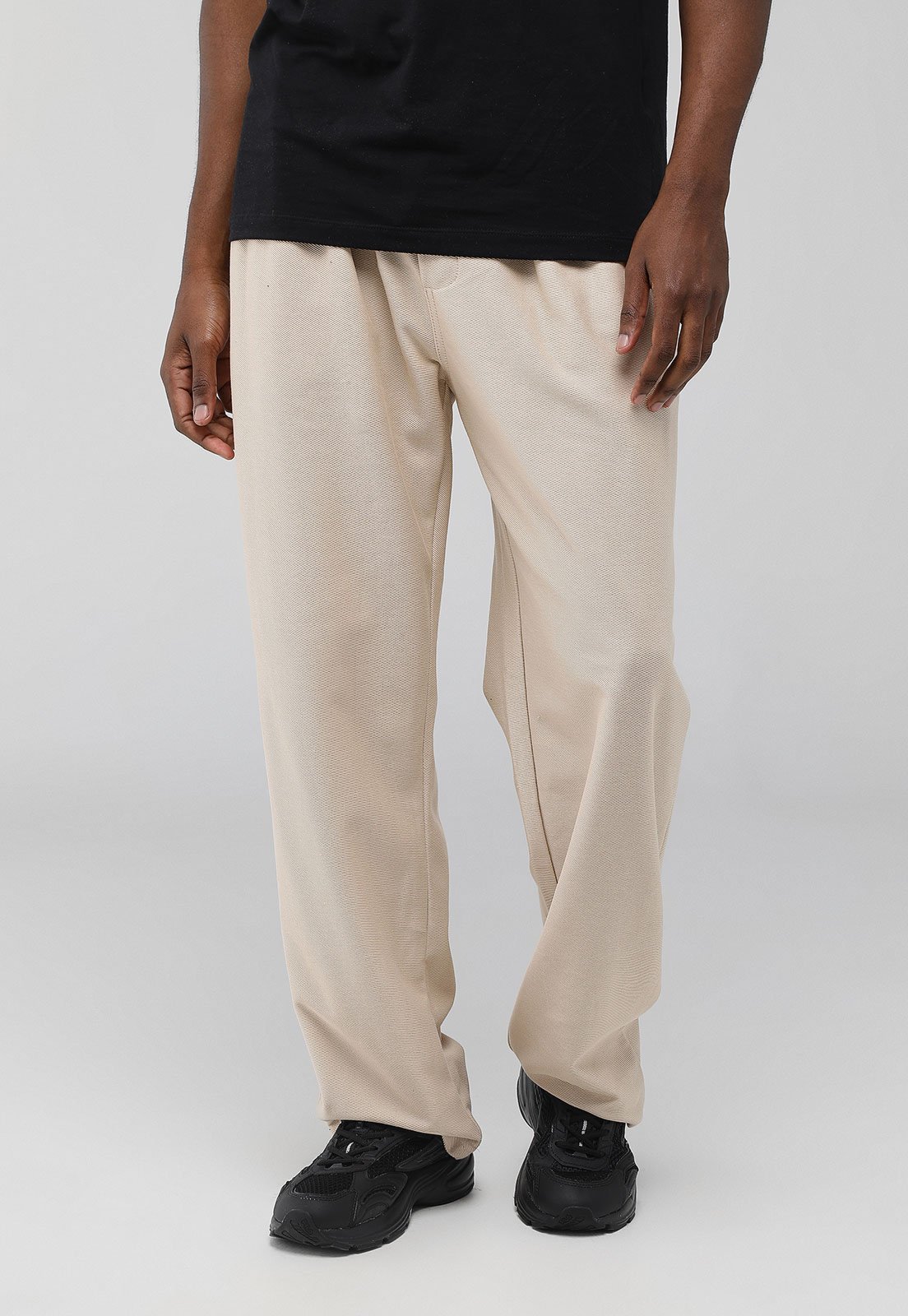 Calça Masculina Forum Canelada Cós Elástico Bege
