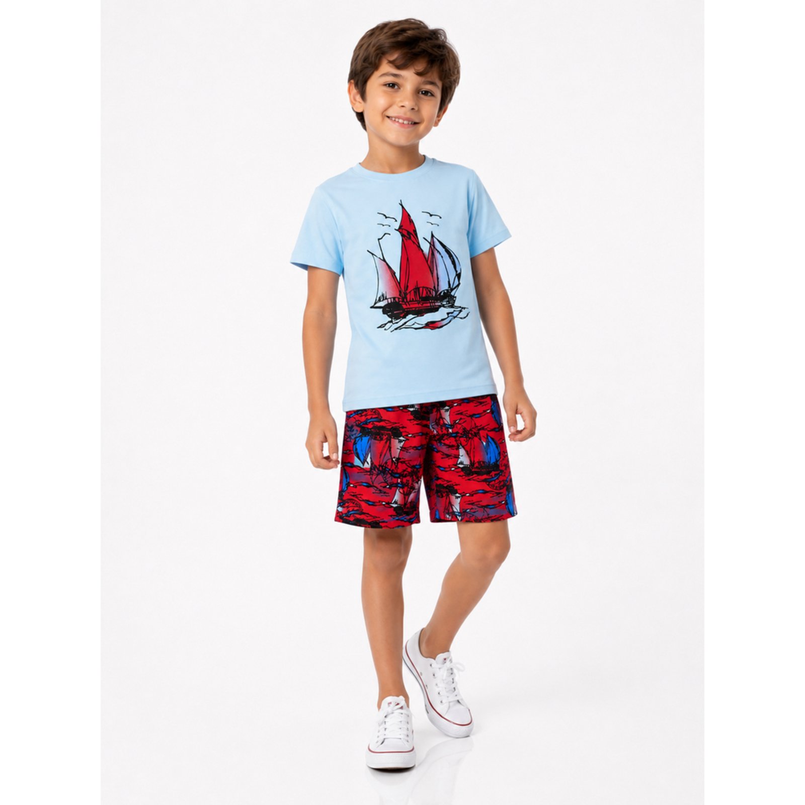 Infantil - Conjunto Menino Barcos Verão