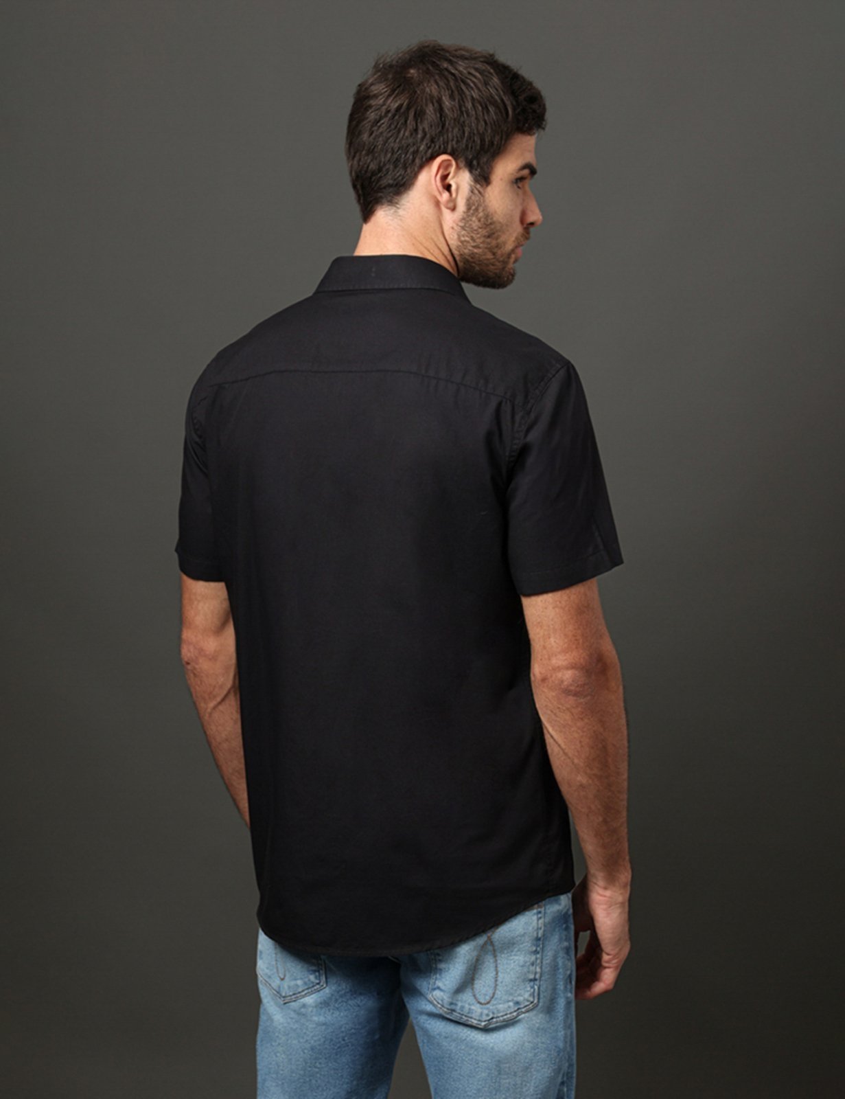 Vista 3 Camisa Manga Curta Calvin Klein Jeans Básica Logo No Peito preto Calvin Klein Jeans preto