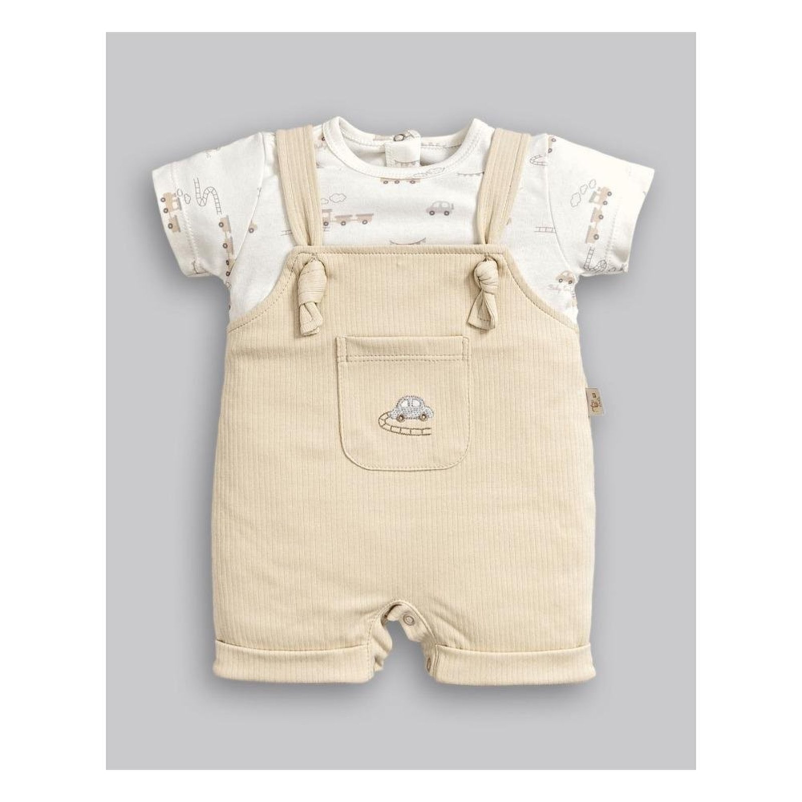 Infantil - Jardineira Canelada Estampada Anjos Baby G Bege