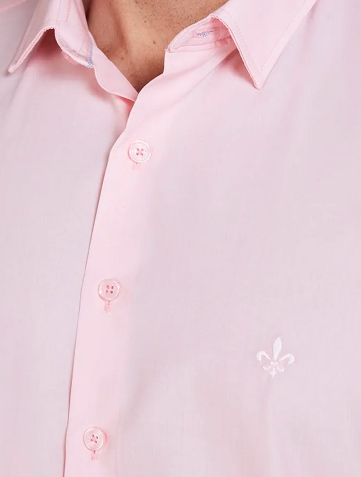 Vista 3 Camisa Dudalina Masculina Manga Curta Slim Wrinkle Free Claro rosa Dudalina rosa
