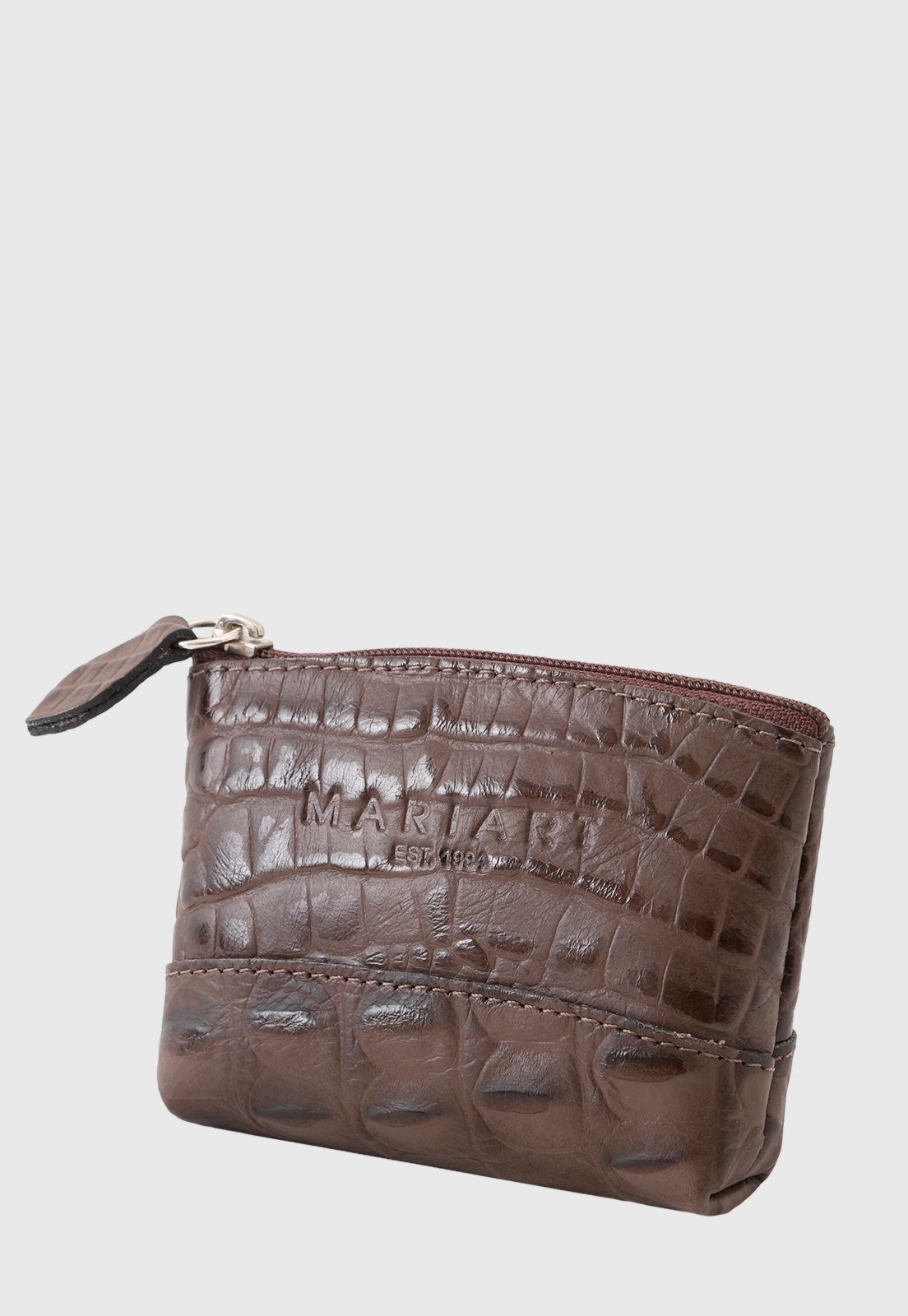 Vista 2 Porta Moedas Couro Mariart Croco PN10CROMRT Mariart café