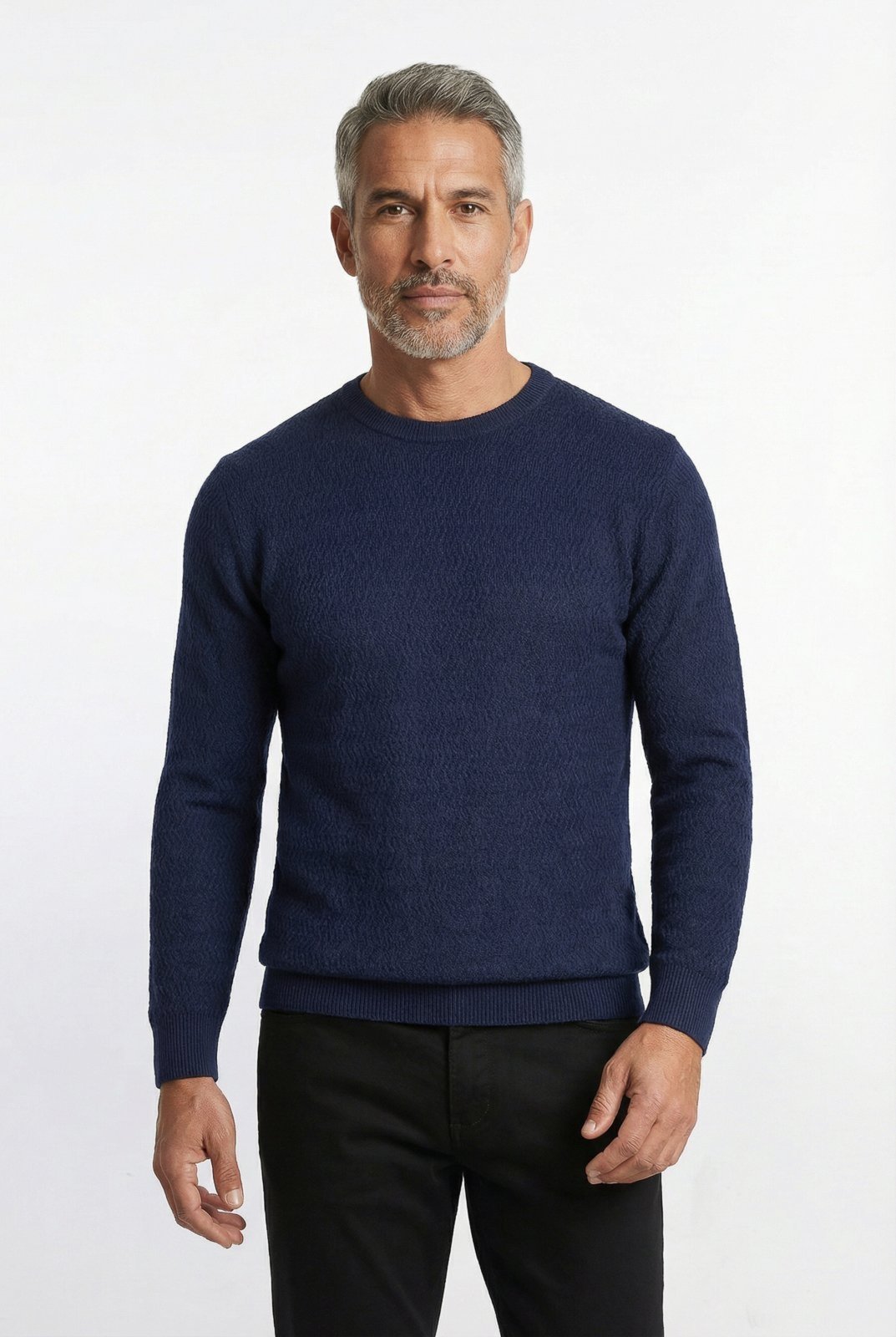 Blusa suéter masculina gola redonda 90217 - Azul Marinho