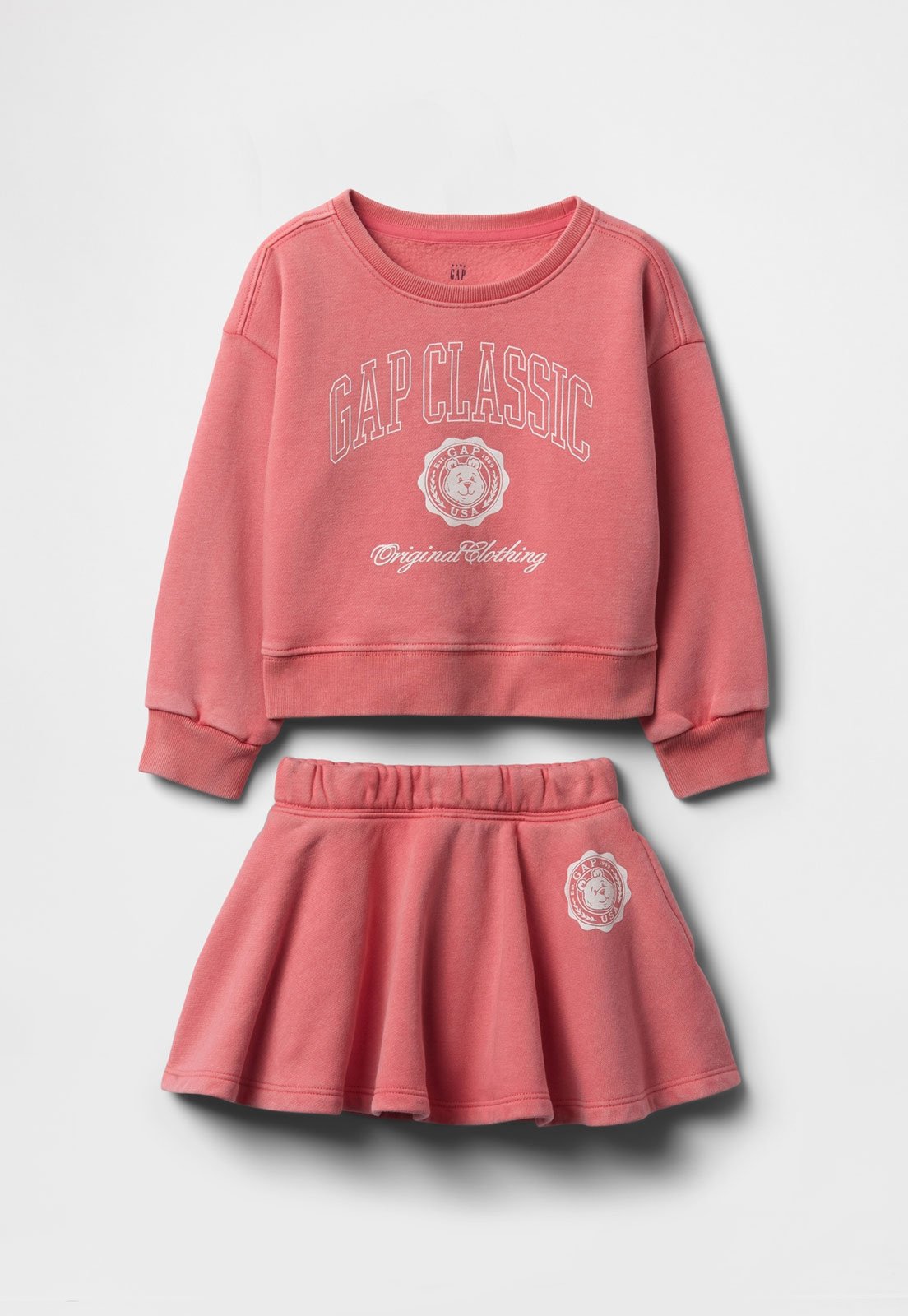 Conjunto 2pçs Manga Longa GAP Blusa De Moletom E Saia Rosa