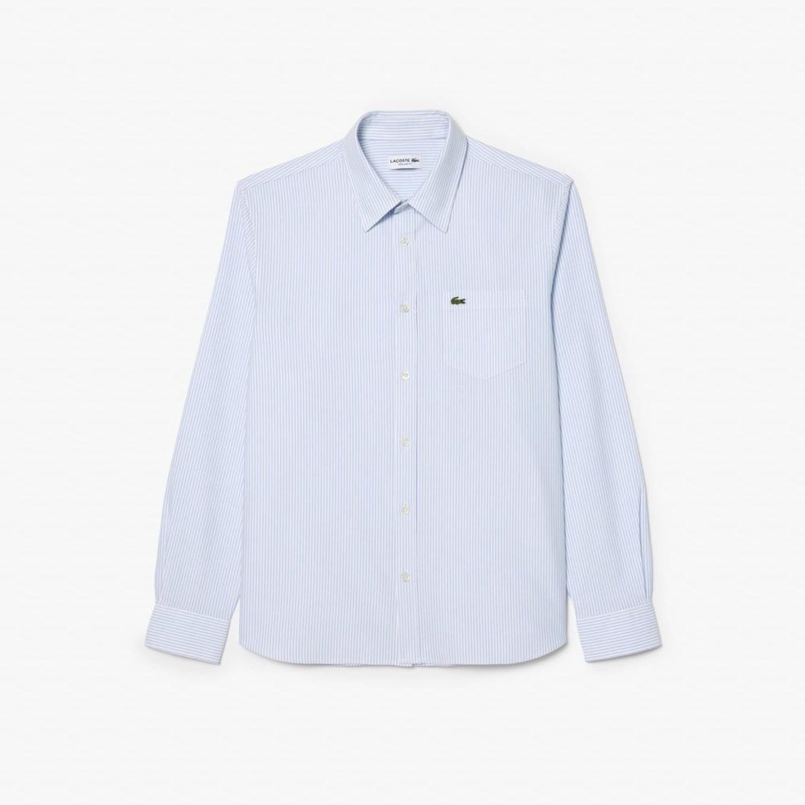 Camisa Oxford Listrada com Caimento Regular Azul