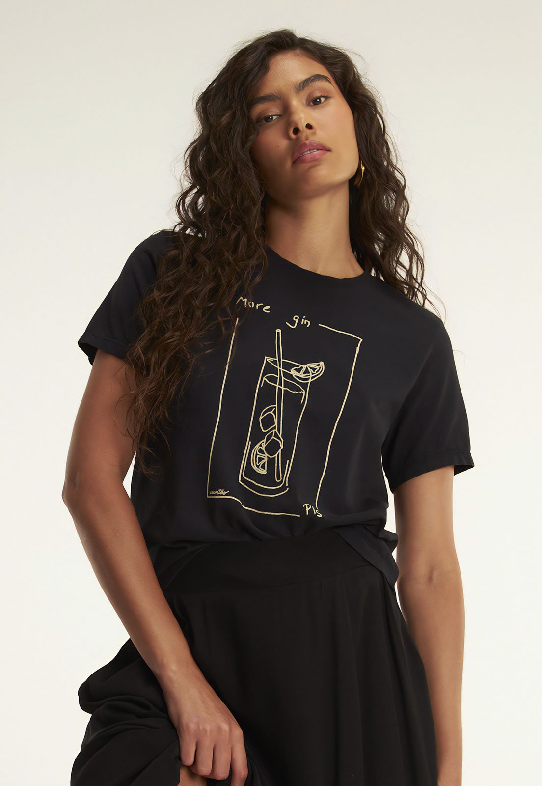 Camiseta Cantão Slim More Gim Preta