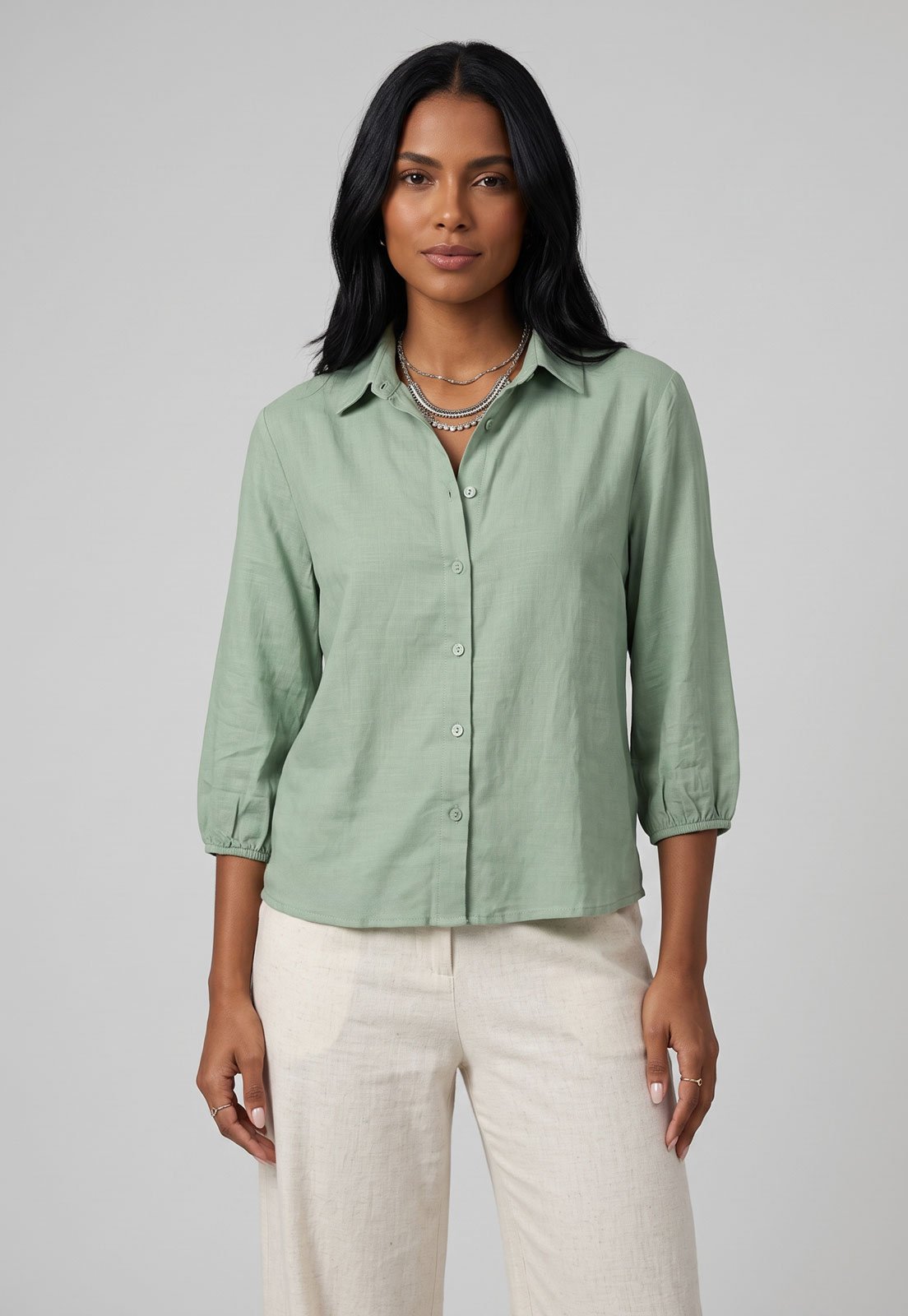 Camisa Feminina Lez a Lez Gola Clássica Verde Claro