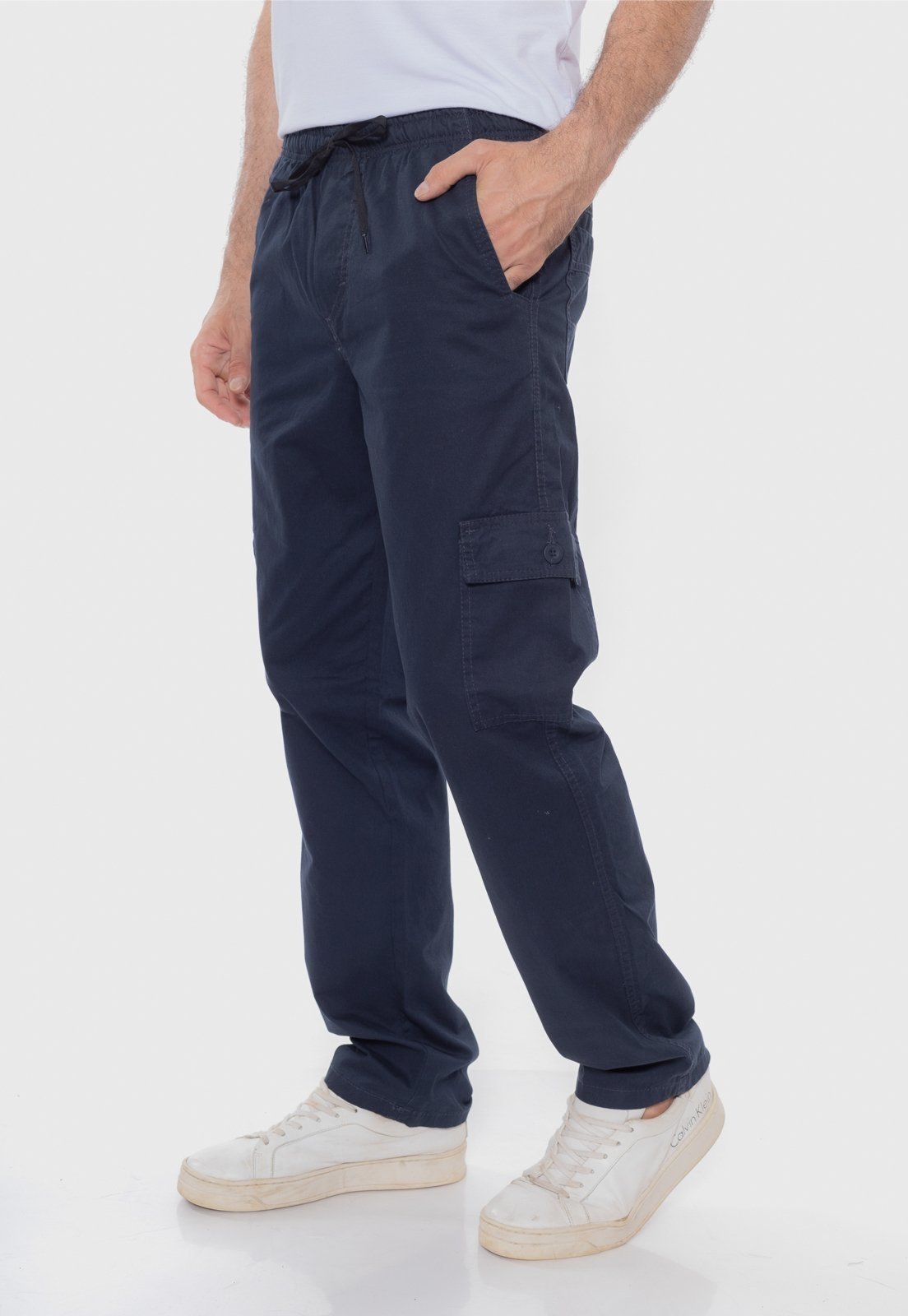 Calça Cargo Sarja Masculina Conforto 7847 Azul