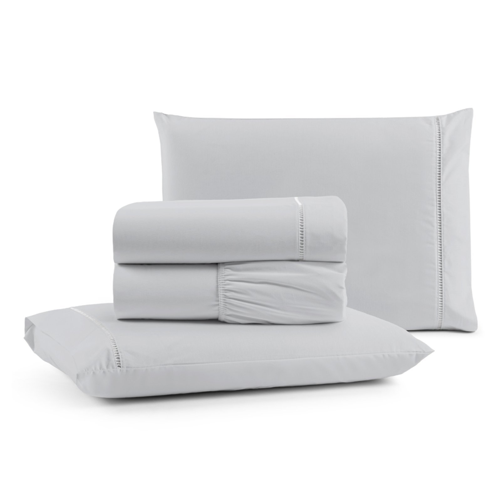 Jogo Cama Lençol Casa Scarpa Bali King Percal 180 Fios Algodão Ponto Palito 4 Peças - Cinza