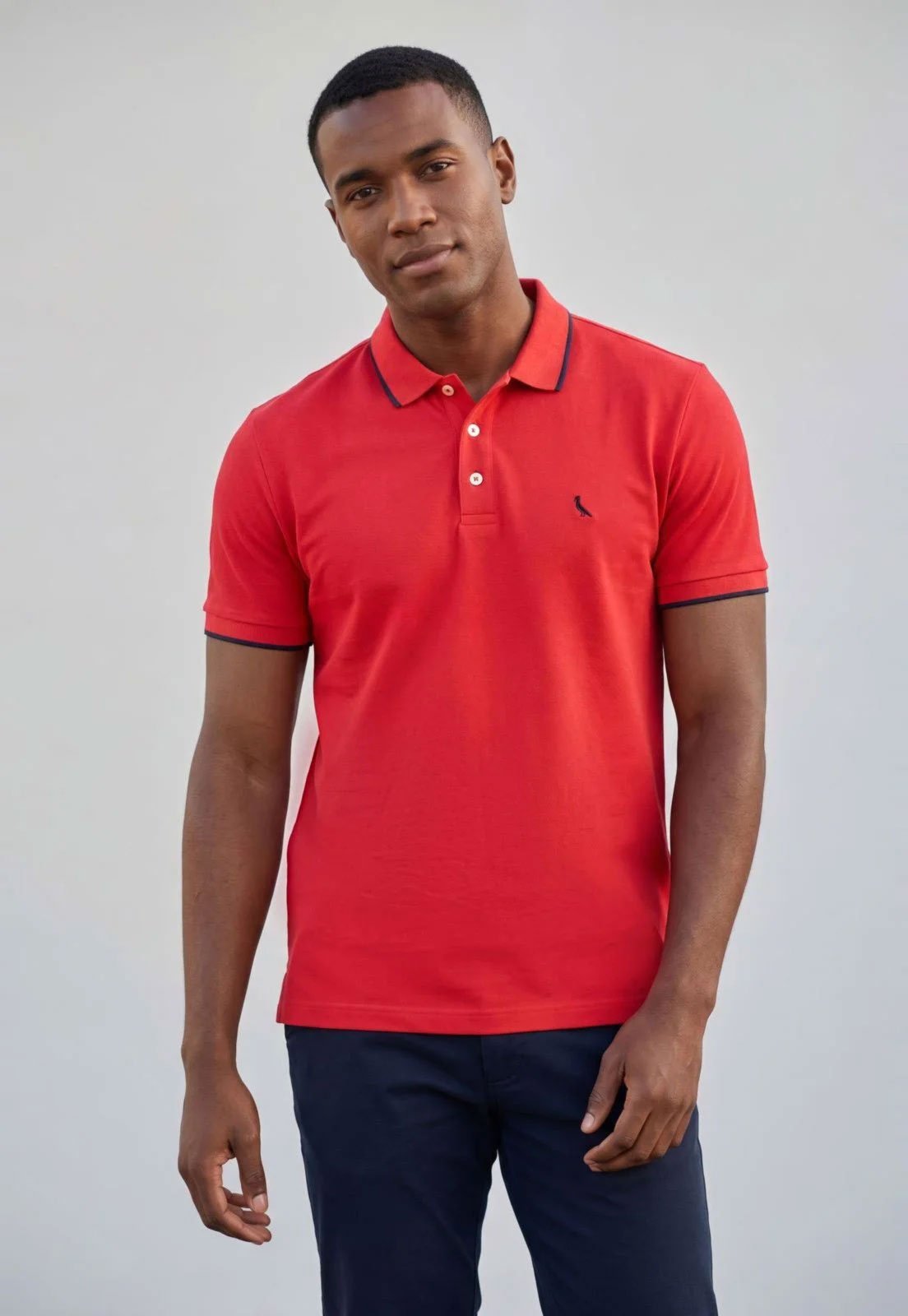 Camiseta Polo Masculina Reserva Gola Contrastante Vermelha