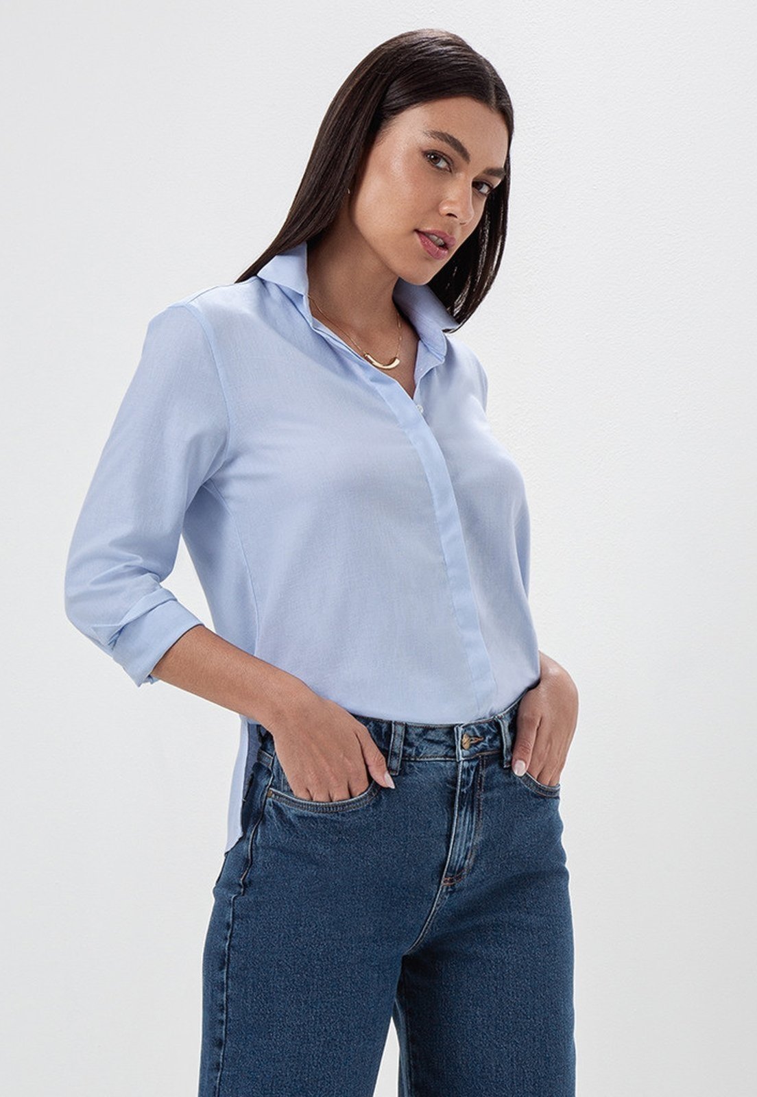 Camisa Principessa Comfy de Oxfordine Azul Claro Sara