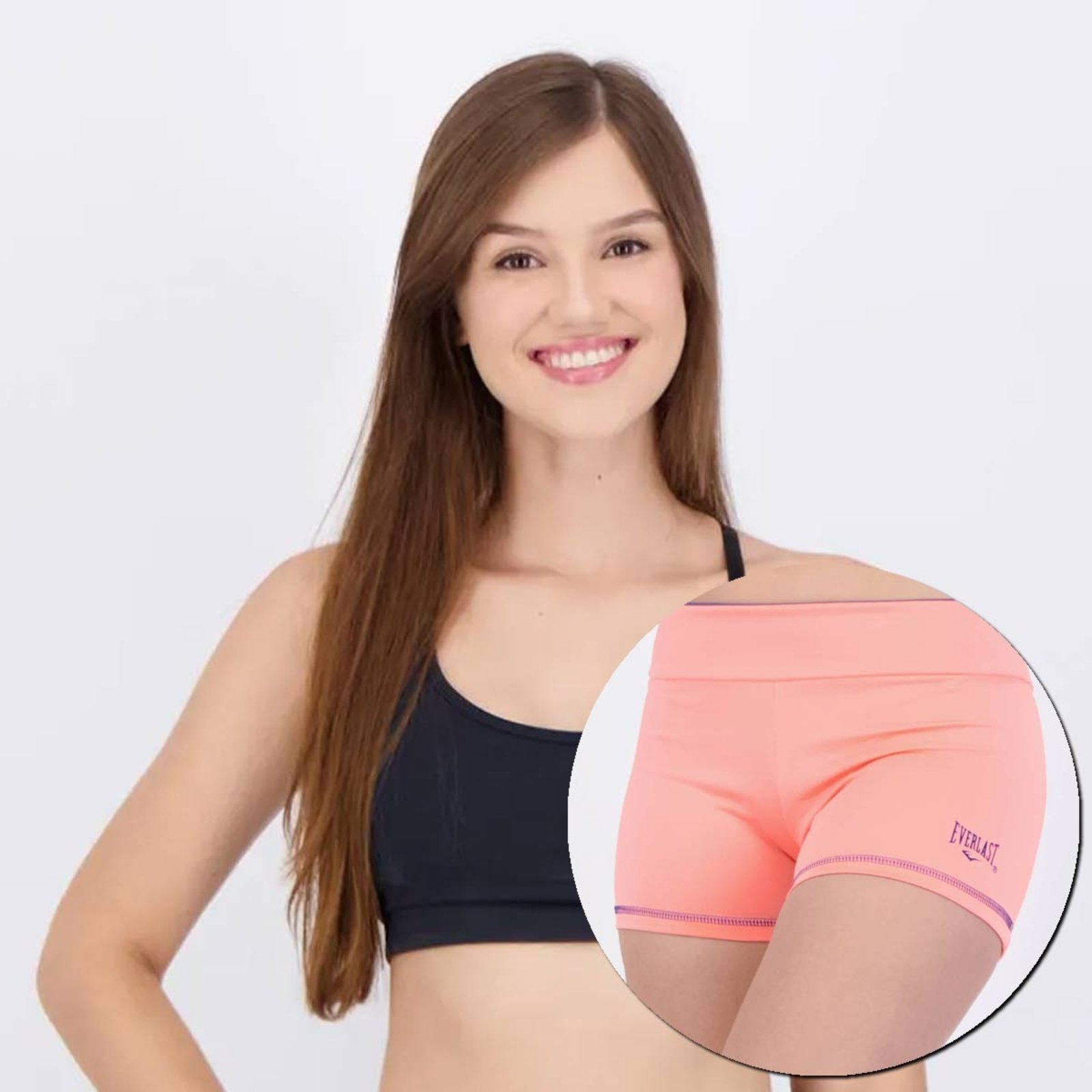 Conjunto Shorts e Top Everlast Basics Feminino Laranja e Preto