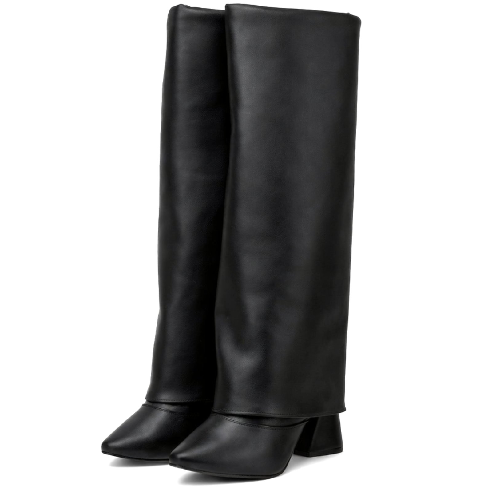 Bota Capa Em Napa Preta Salto Geométrico 23017