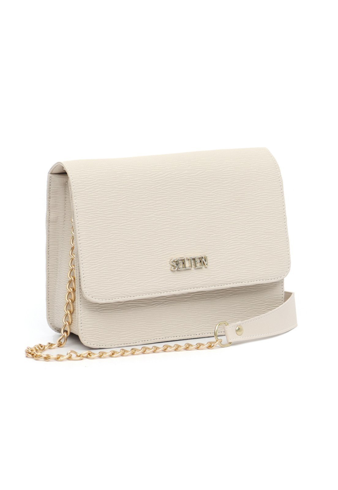 Bolsa Selten Lateral Com Alça De Corrente Creme