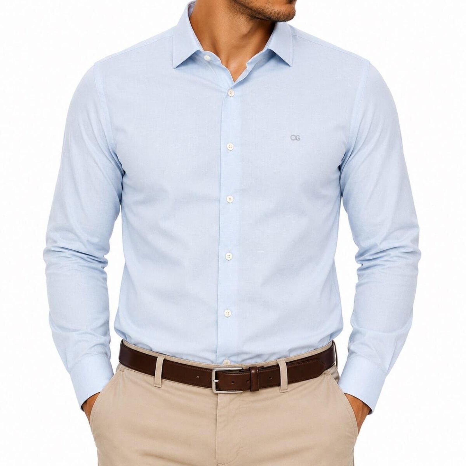 Camisa Masculina Manga Longa Ogochi 001550002 Azul