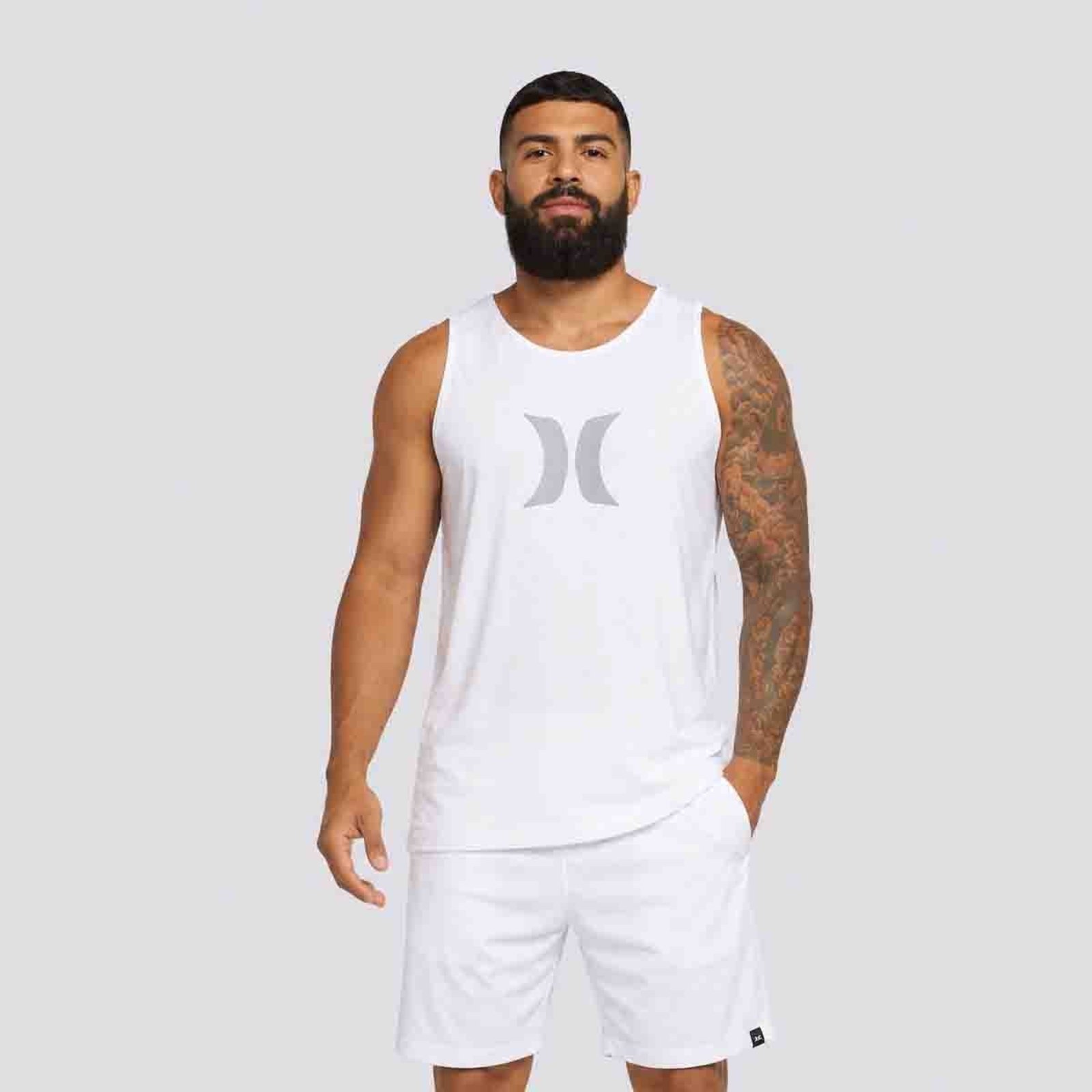Regata Hurley Silk Icon Branca e Cinza