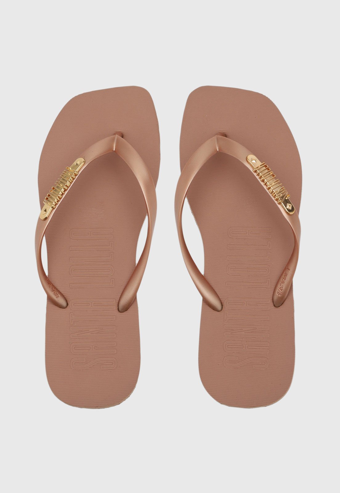 Chinelo Feminino Santa Lolla Detalhe Metalizado Rosê