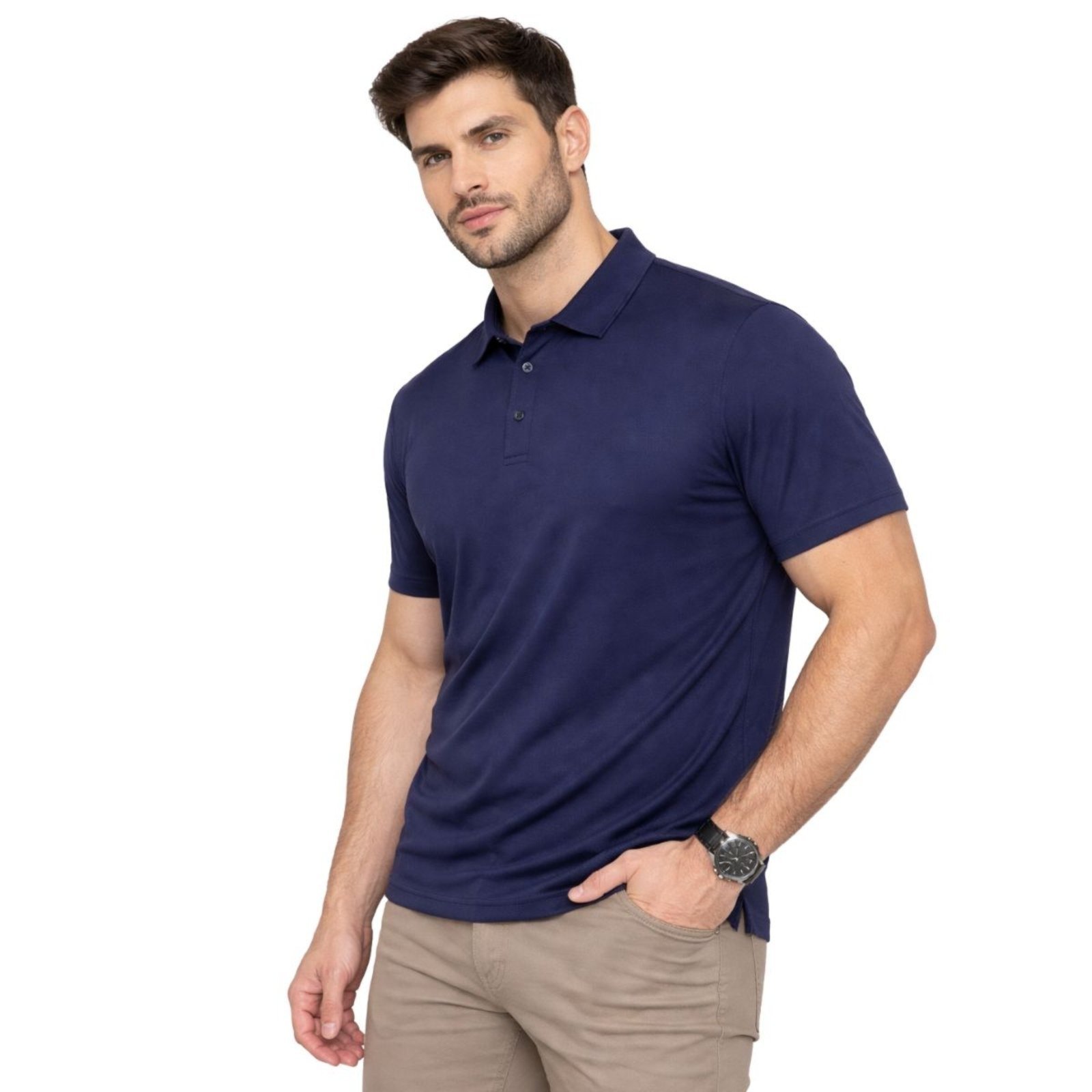 Camisa Polo Masculina Poliamida Elastano Premium Azul Marinho