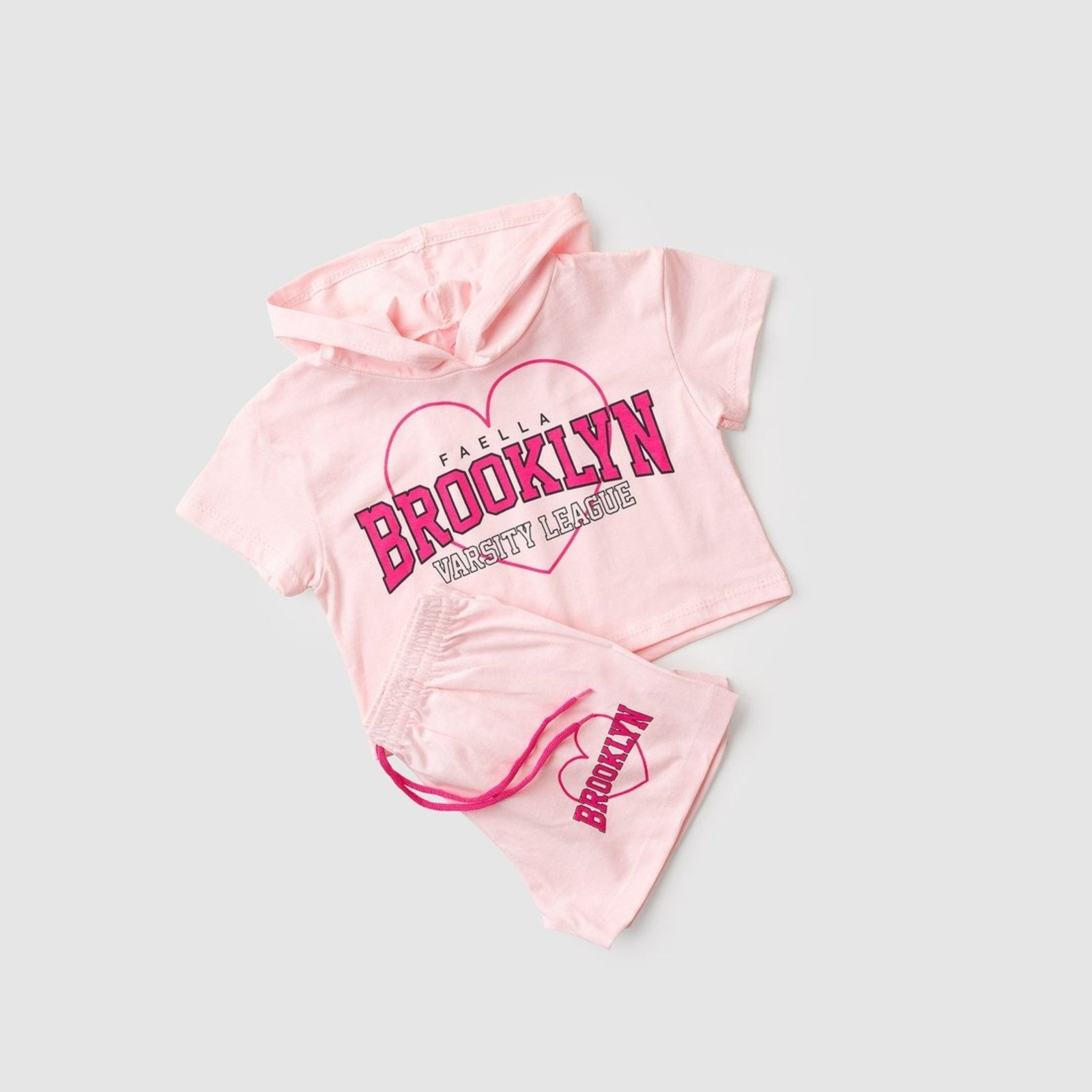 Vista 3 Infantil - Conjunto Cropped Verão Feminino Brooklyn Faella Rosa - Mega Mega Kids unico rosa Mega Kids unico rosa