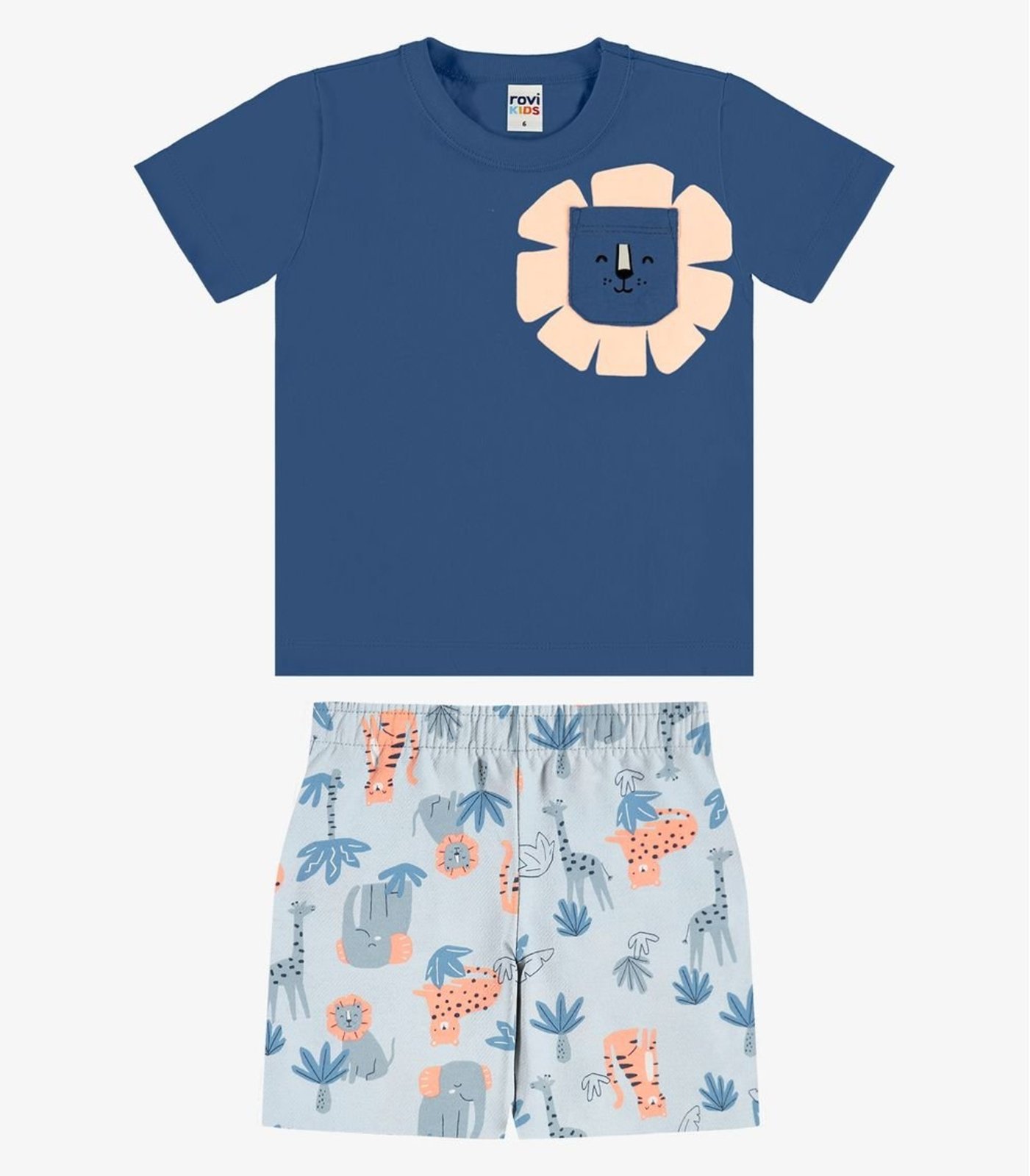 Infantil - Conjunto Camiseta Com Bermuda Rovi Azul