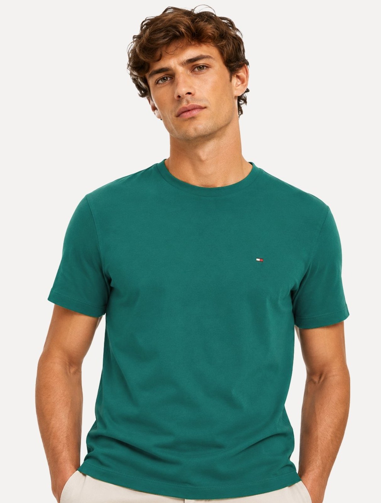 Camiseta Tommy Hilfiger Masculina Essential Cotton Verde Jade