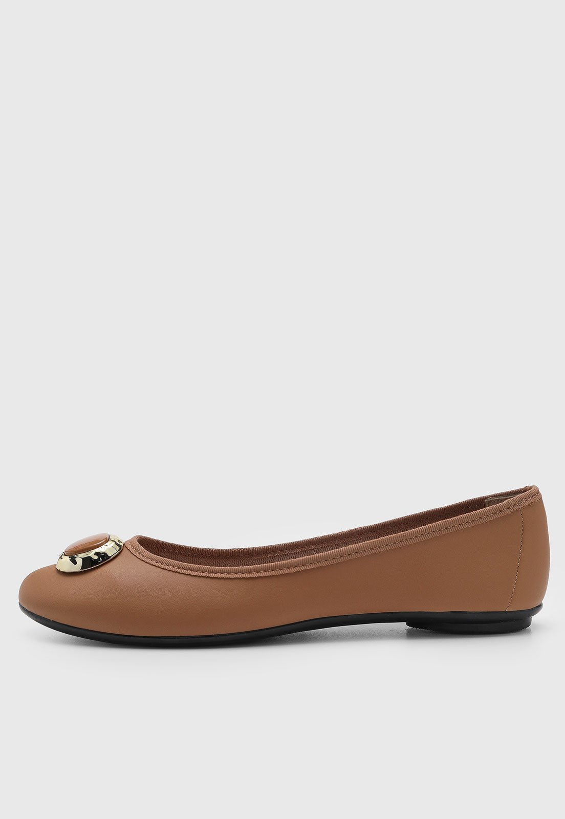 Sapatilha Feminina Moleca Detalhe Metálico Caramelo