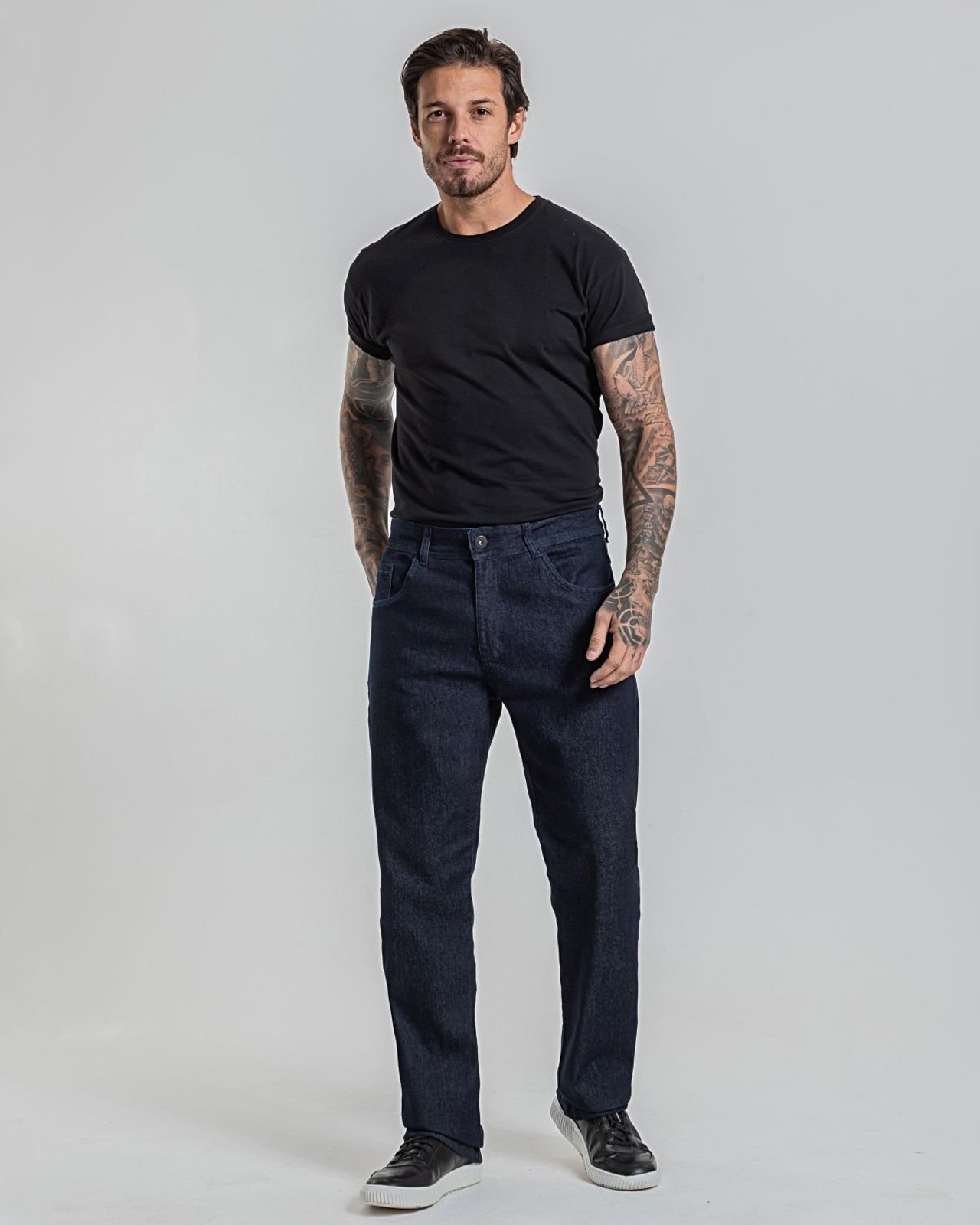 Calça Masculina Reta Denim Escuro