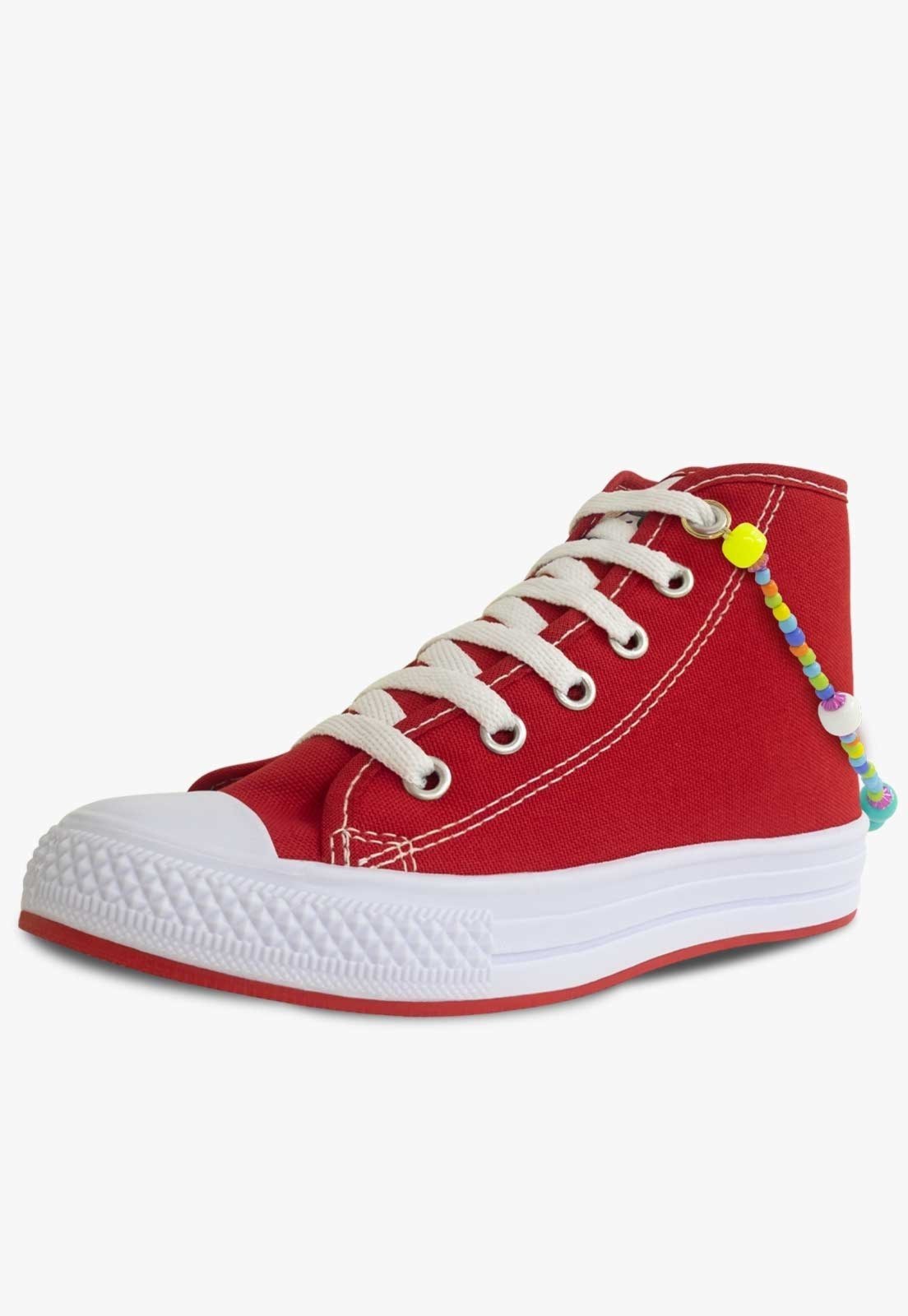 Infantil - Tênis Cano Alto Pópidi Menina Botinha com Pulseira Vermelho