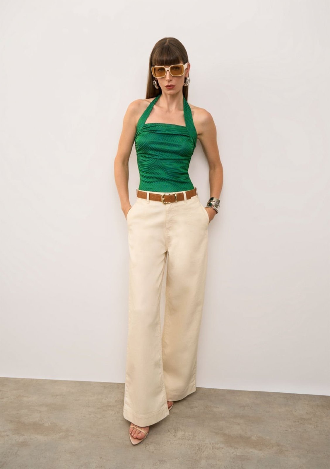 Calça Iódice Pantalona Alta Off-white