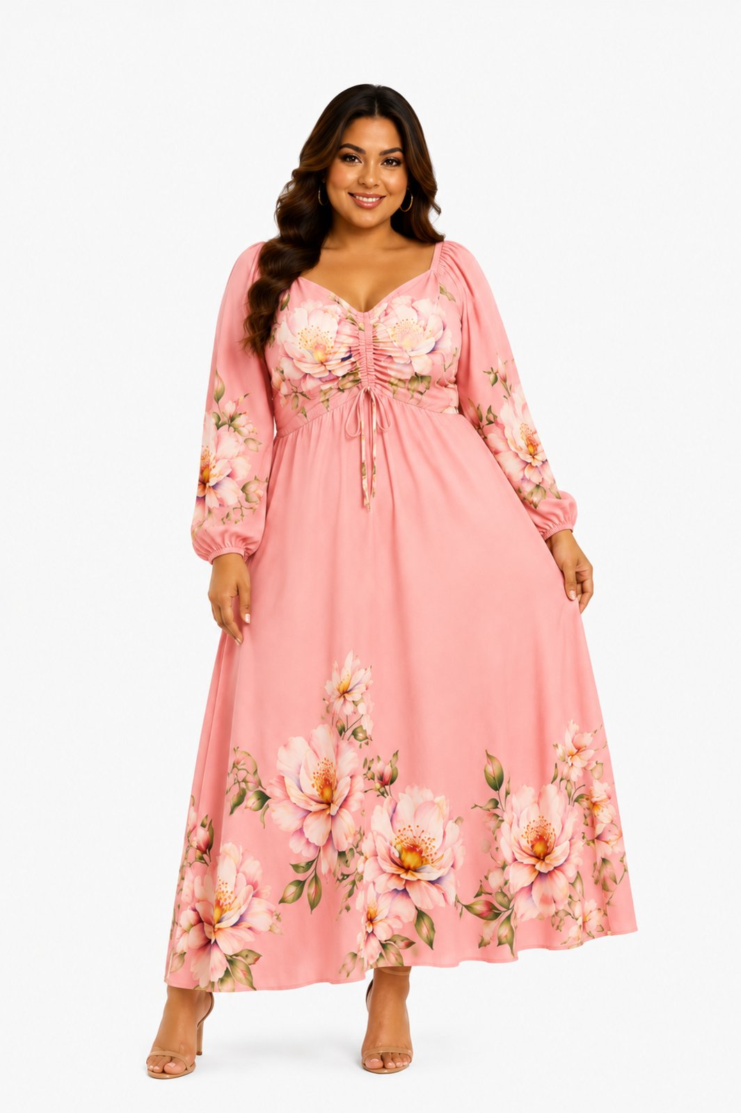 Vestido Midi Estampado D Bell Outleet Fashion Floral Rosa