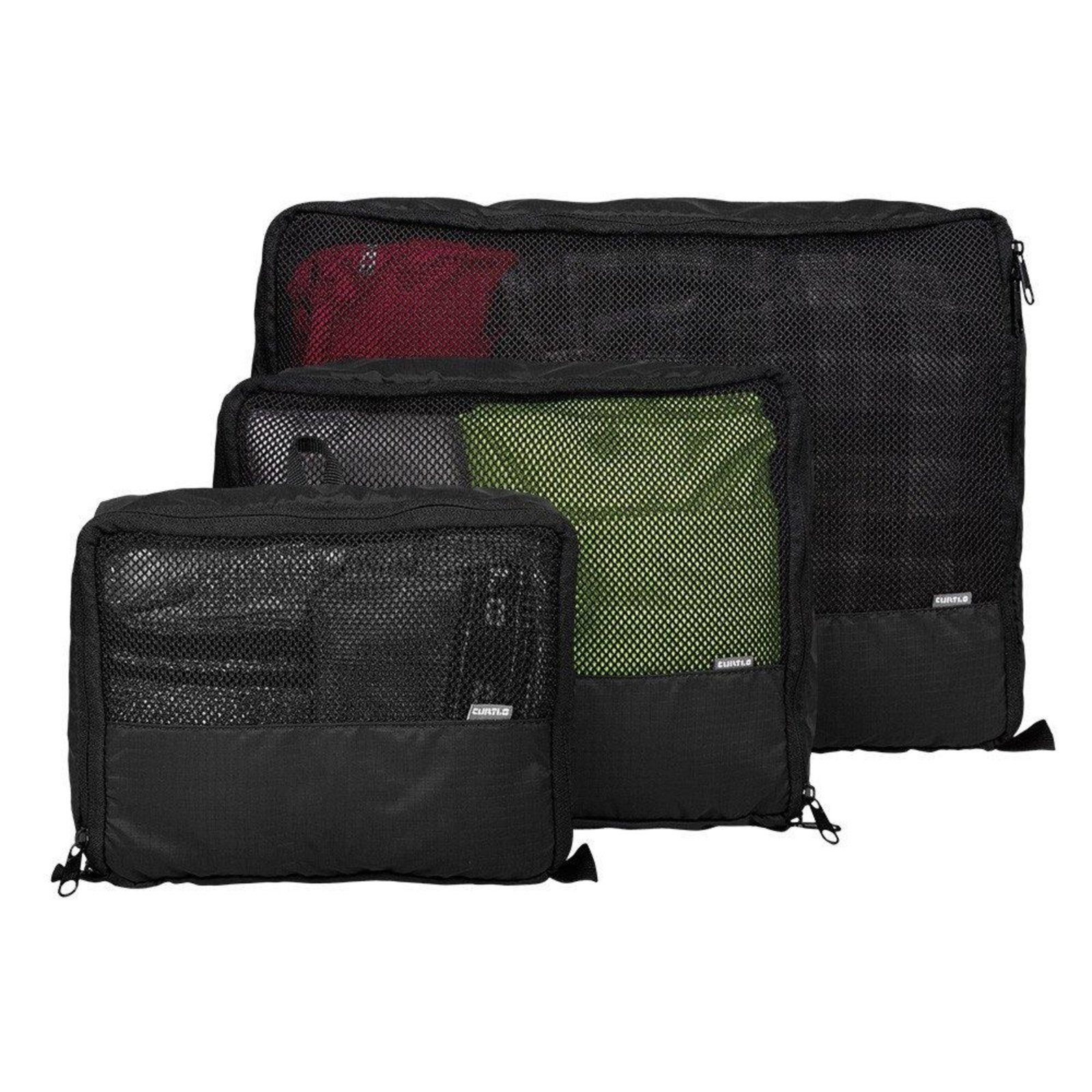 Vista 2 Kit Organizador Curtlo Mesh Trio 3 Peças Preto incolor Curtlo incolor