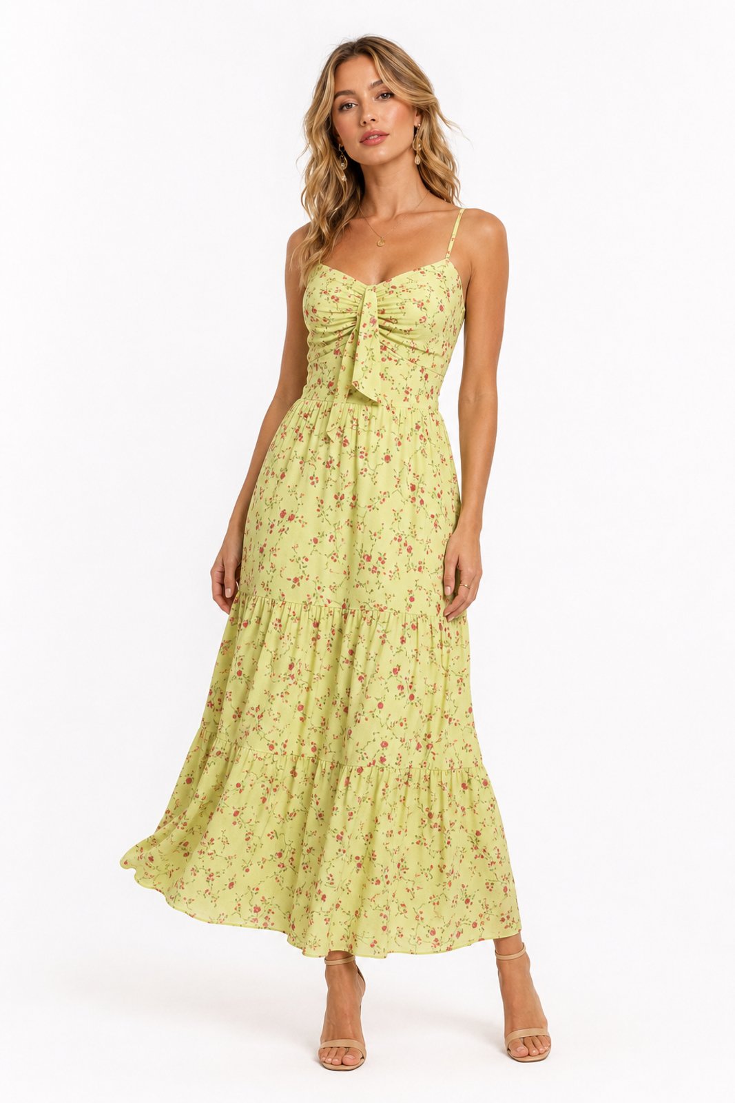 Vestido Midi D Bell Outlet Fashion Floral Amarelo