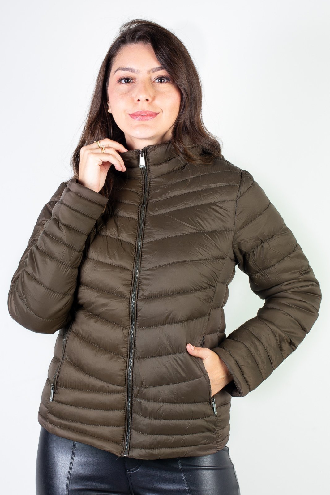 Jaqueta Enluaze Feminina De Nylon Curta 80226 – Verde