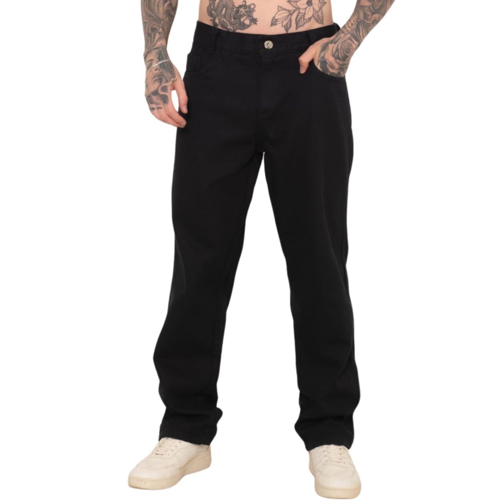 Calça Preta Balão Sarja Masculino Alleppo Jeans