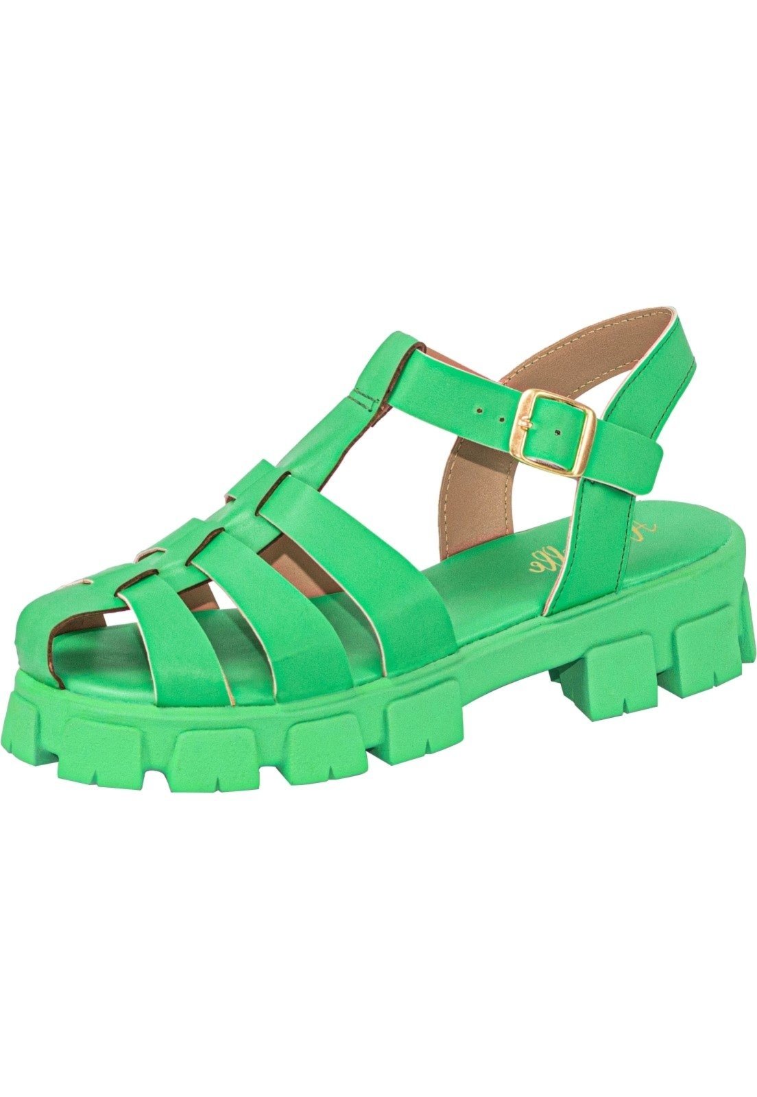 Sandália Feminina Fisherman Lumiss Tratorada Plataforma Blogueira Papete Gladiadora Verde