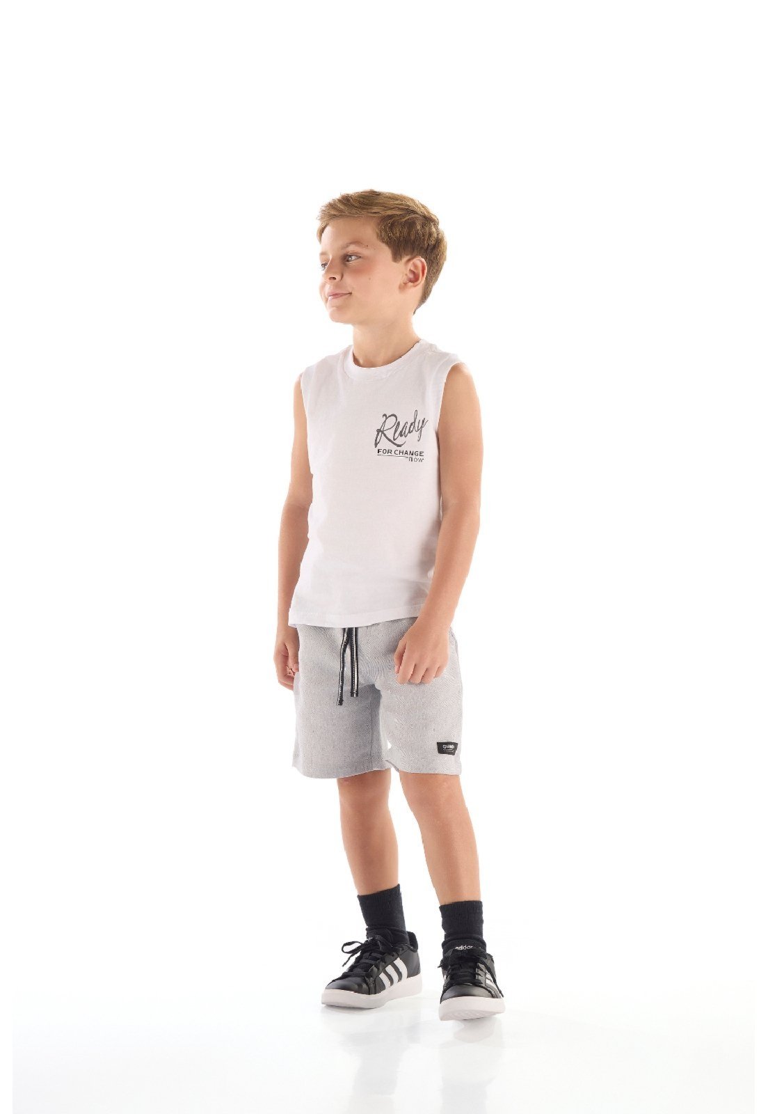 Infantil - Regata Algodão Estampado Quimby Branco