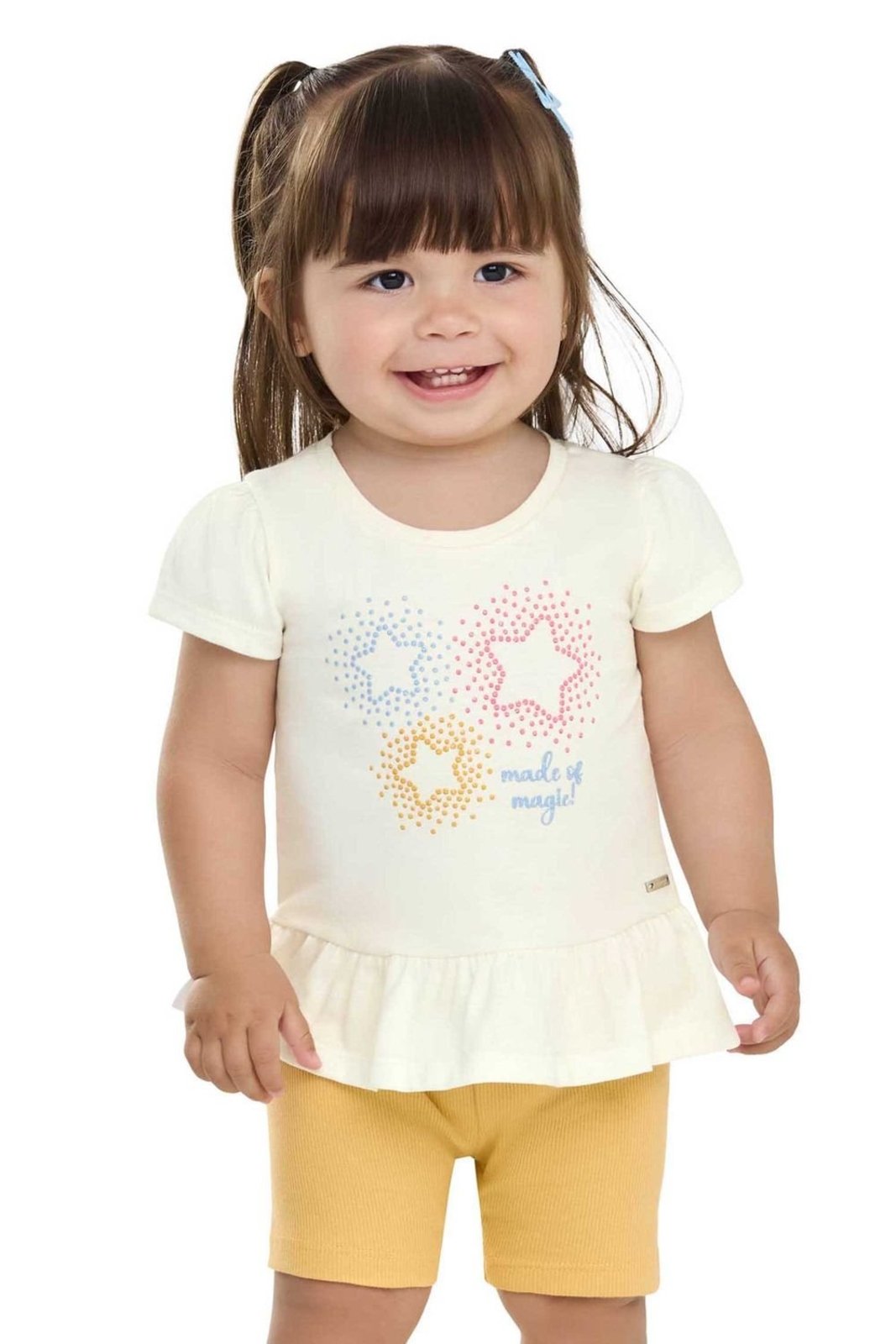 Infantil - Conjunto Menina Estrelas Glitter Elian Bege