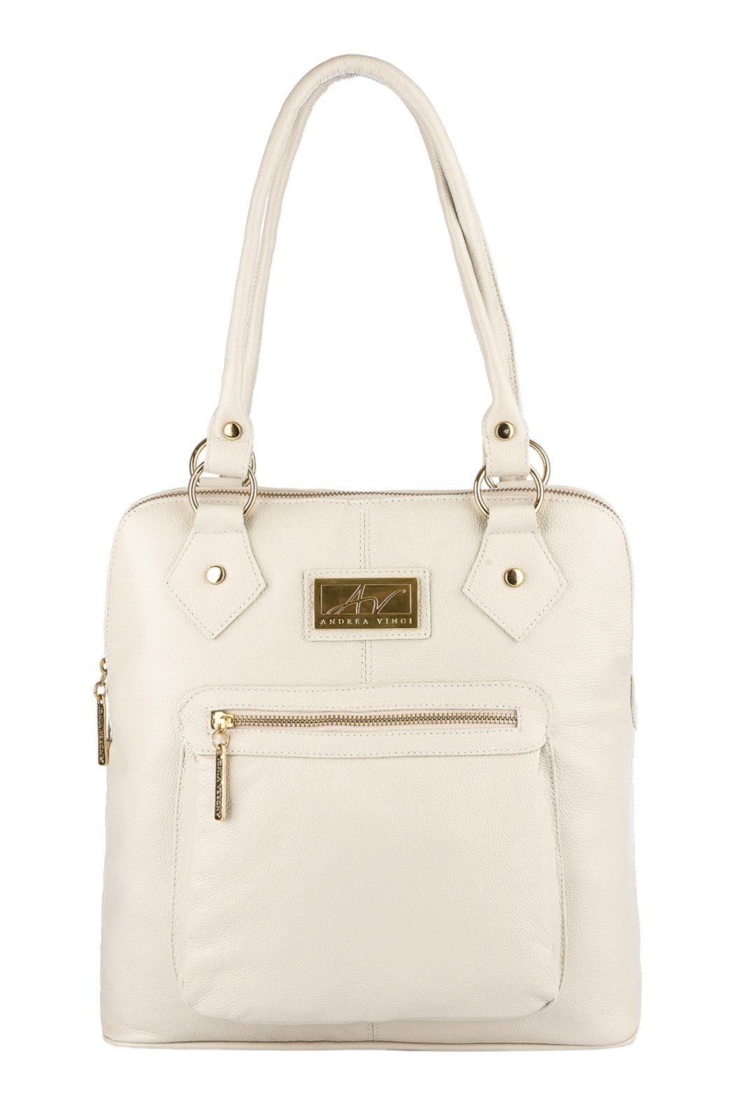 Bolsa mochila de couro liso Lívia – Marfim