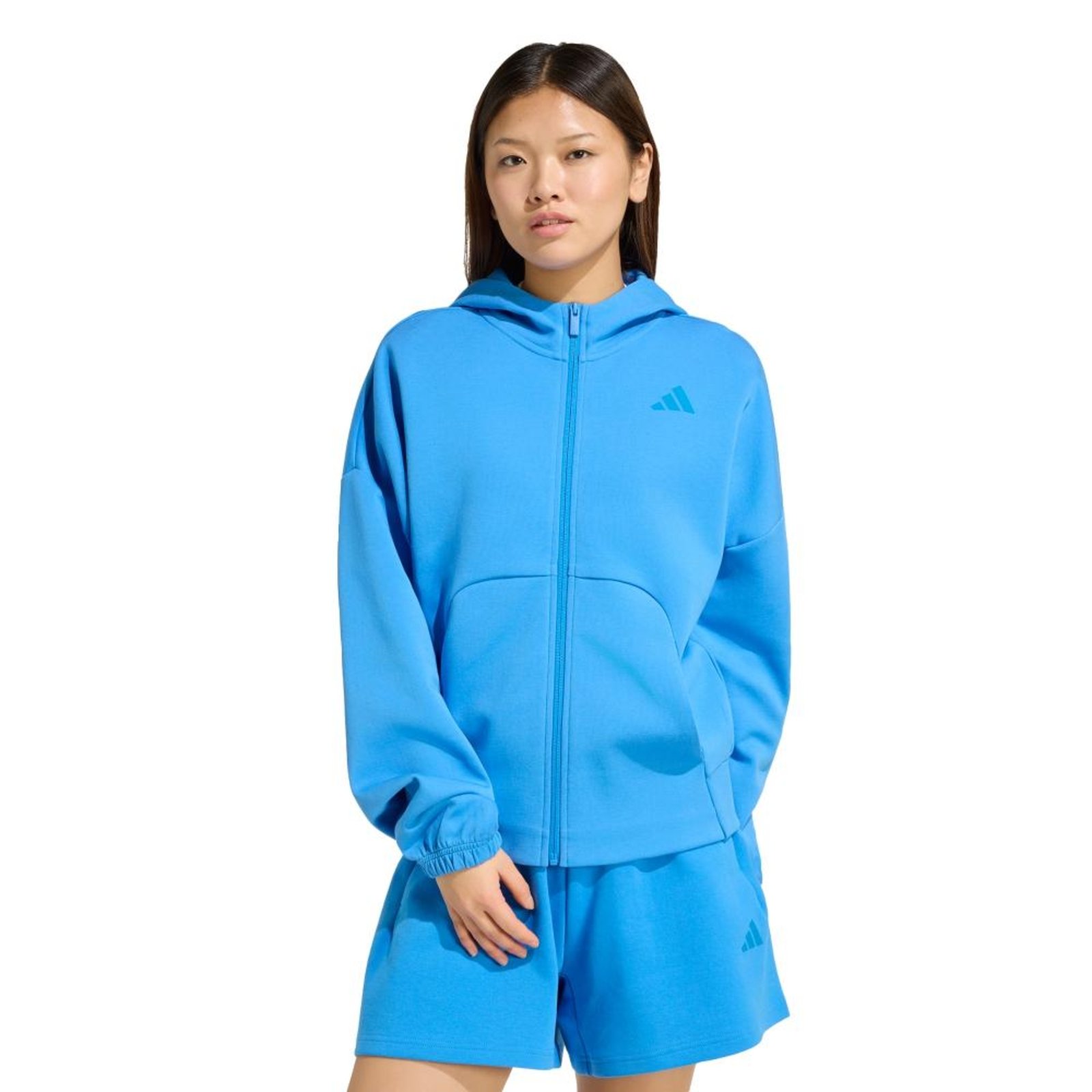 Blusa Capuz Zíper Logo Pequeno Future Icons adidas Sportswear Azul