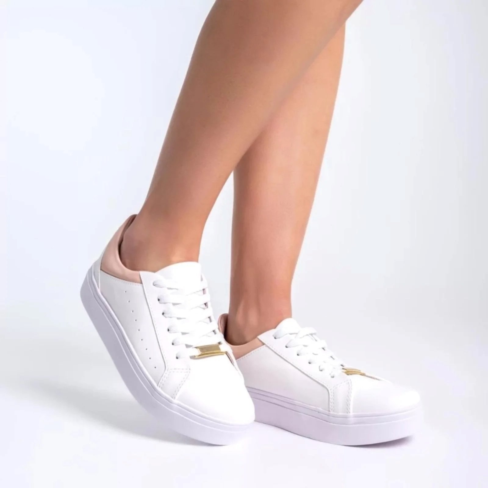 Tênis Casual D Bell Outlet Fashion Napa Traseira Organza Enfeite Branco