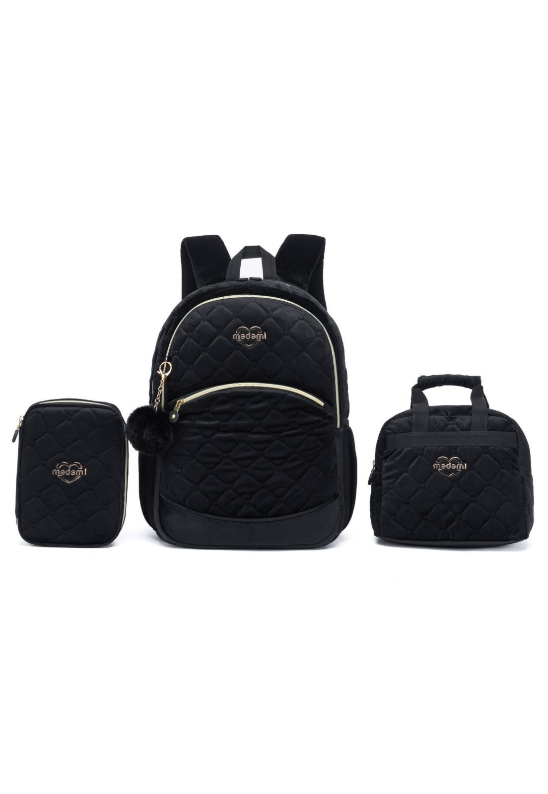 Infantil – Kit Mochila Juvenil Reforçada Escolar Estojo Lancheira Grande Moderna