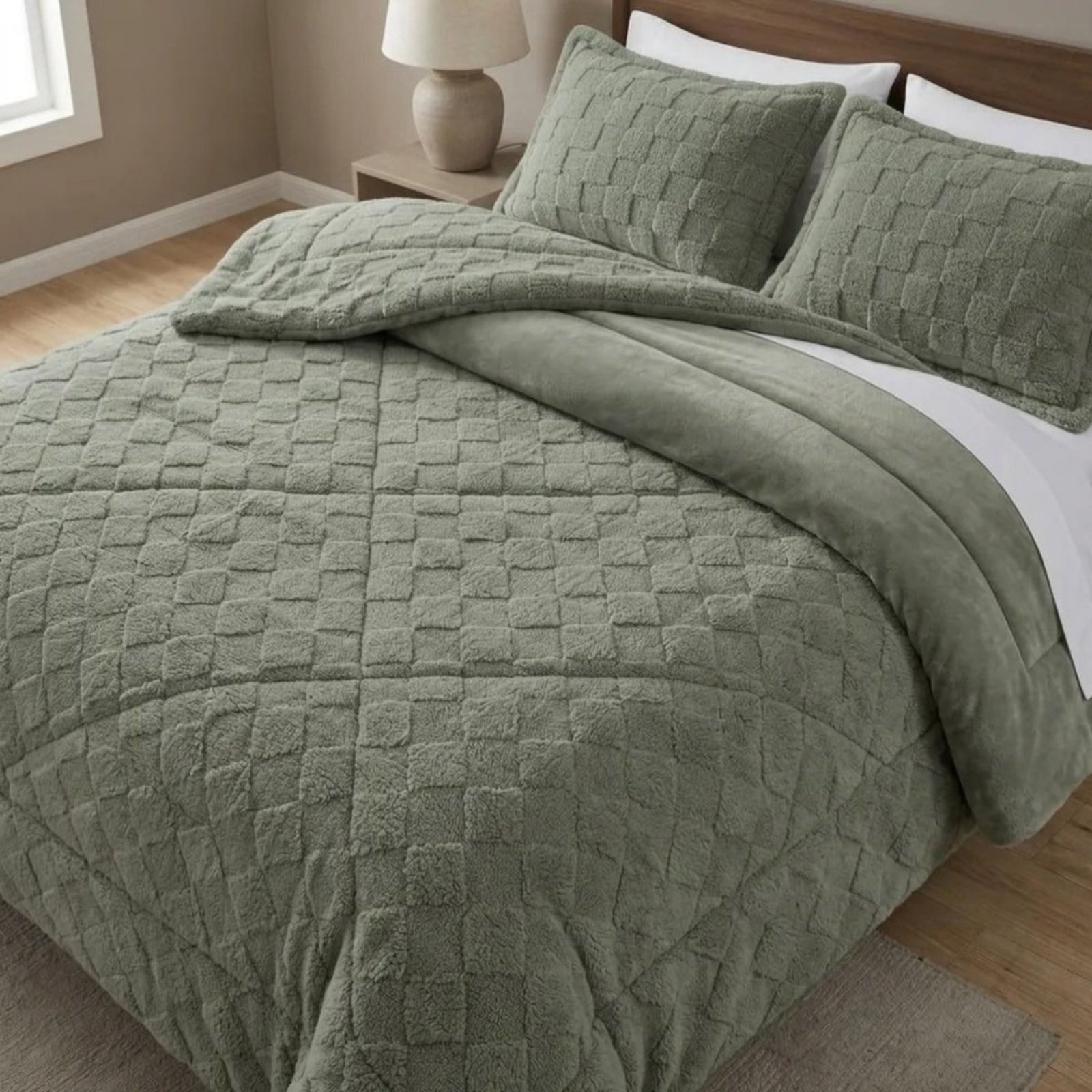 Coberdrom Queen Grosso Inverno Dupla Face Verde