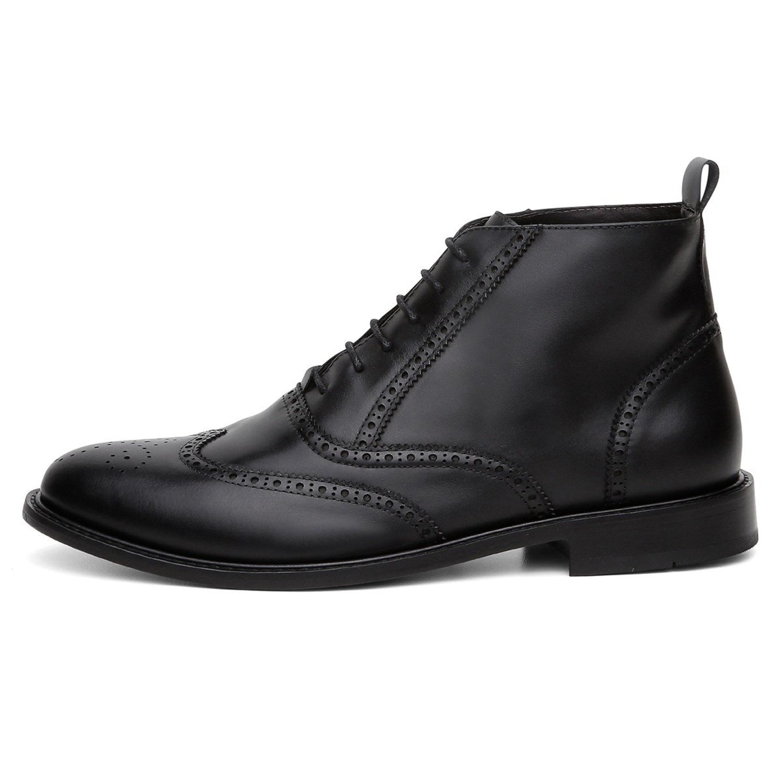 Bota Masculina Social Centuria Couro Cano Médio Brogue Preto