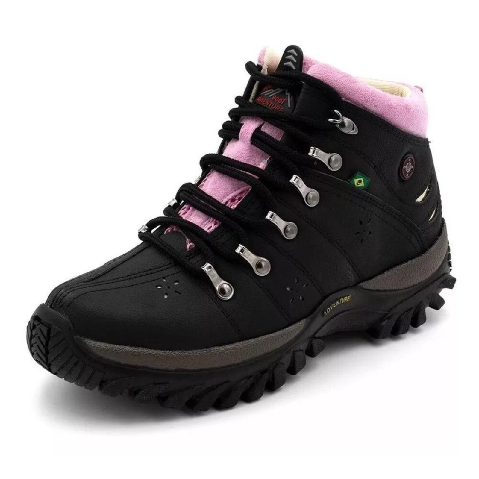 Bota Coturno Feminino Adventure Trilha Mr Try Shoes Motociclista Cano Médio Preto