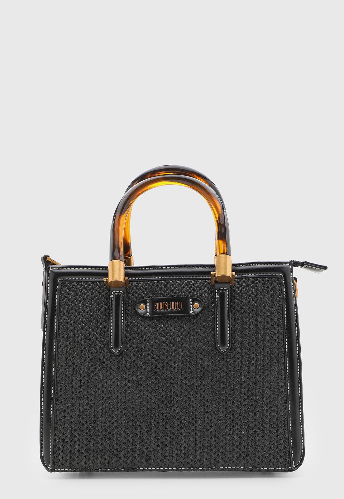 Bolsa Feminina Santa Lolla Estruturada Textura Preta
