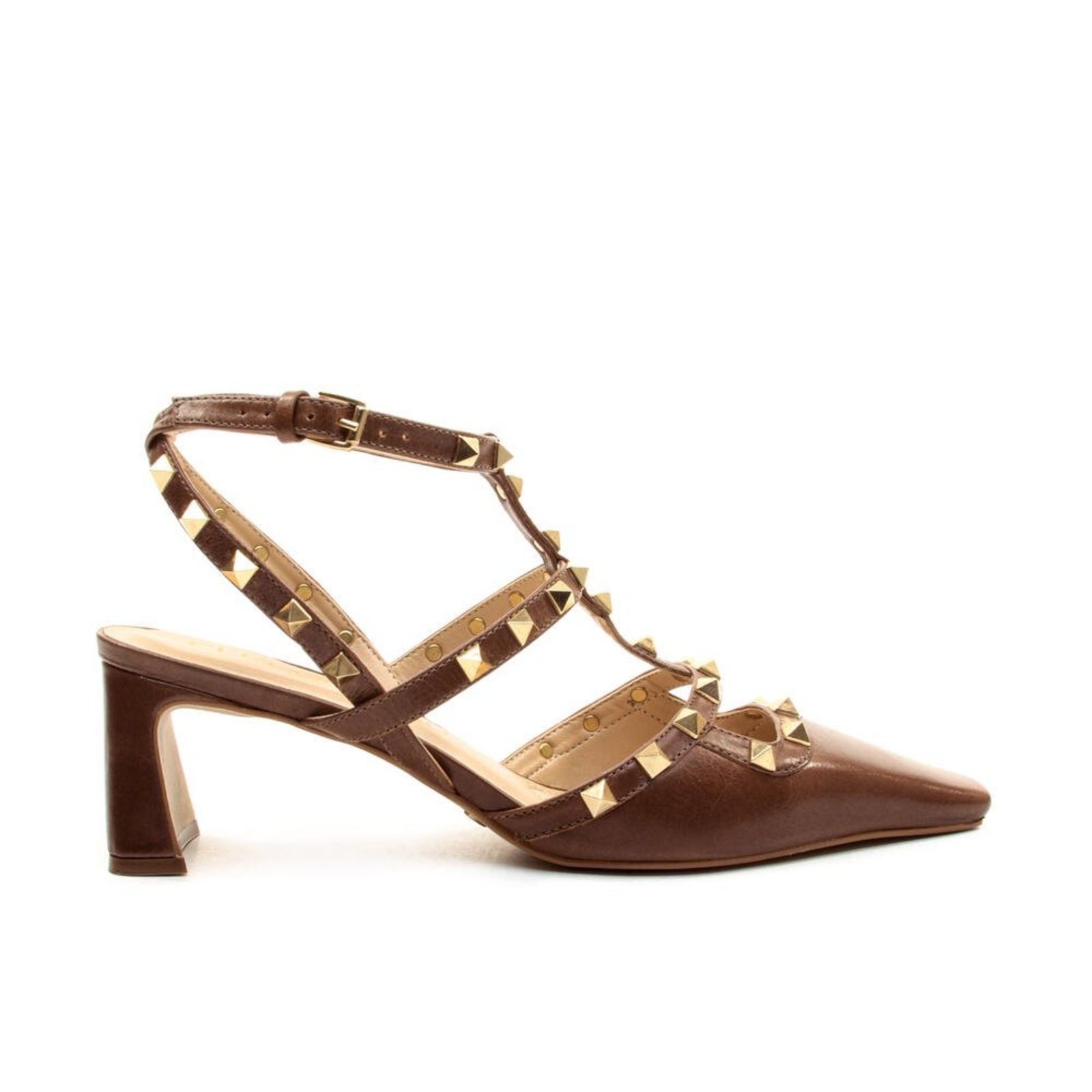 Slingback Couro Marrom Salto Baixo Cecconello 3027001-3